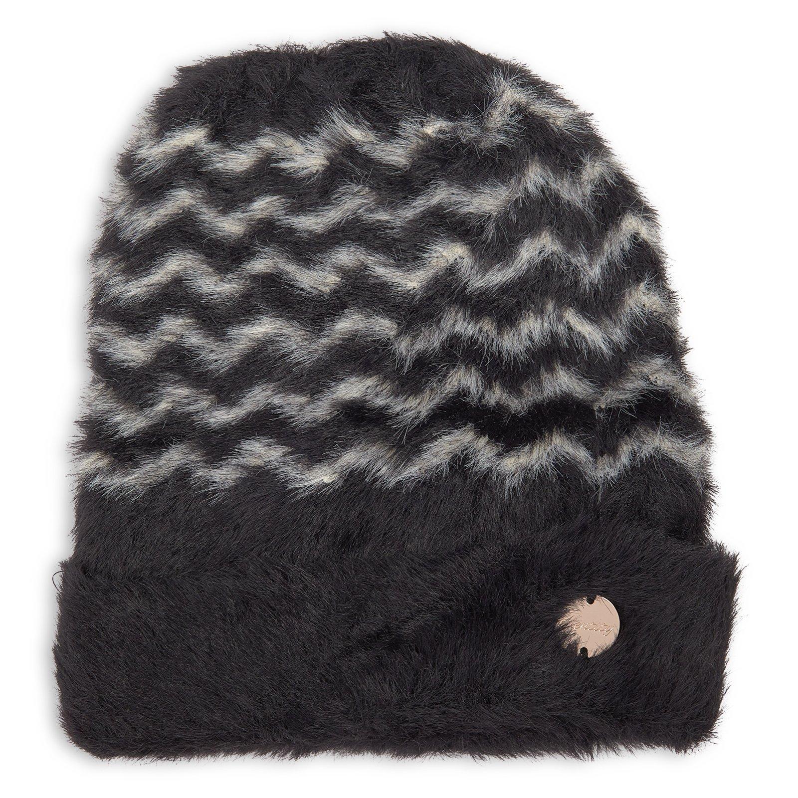 Black Stripe Love Faux Fur Beanie (3242485) | Identity