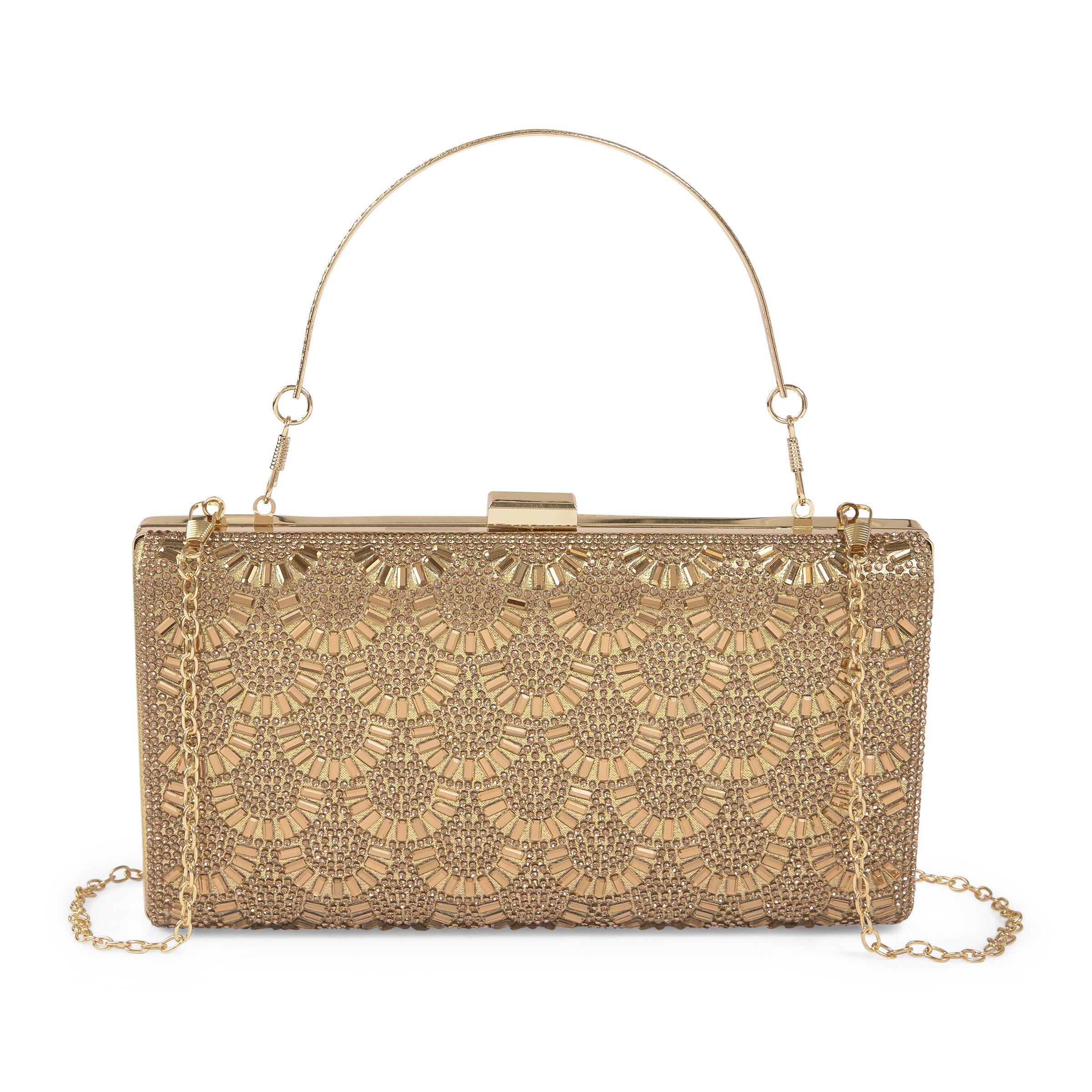Gold Peacock Shimmer Clutch Bag (3242603) | Chameleon