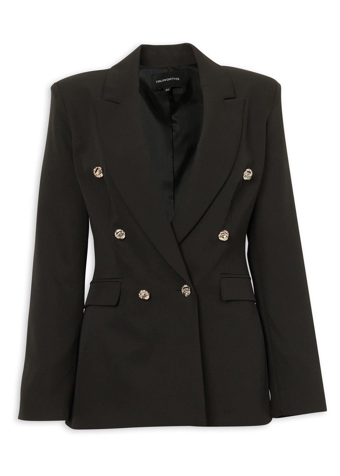 Herlipto⭕️Double Breasted Classic Blazer Black Double-Breasted Blazer (3242724) | Truworths