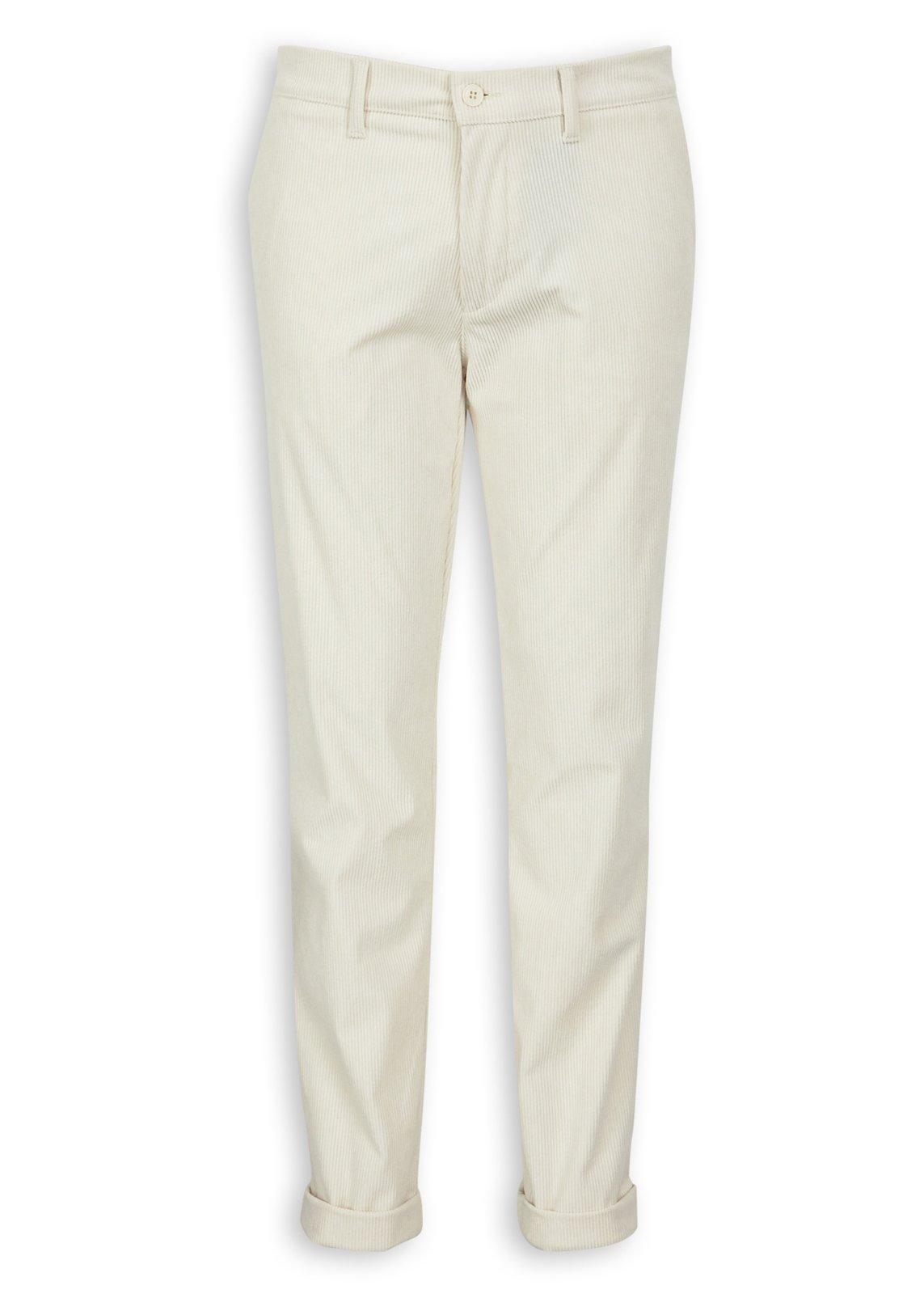 Off White Corduroy Slim Leg Pants (3242736) | UZZI