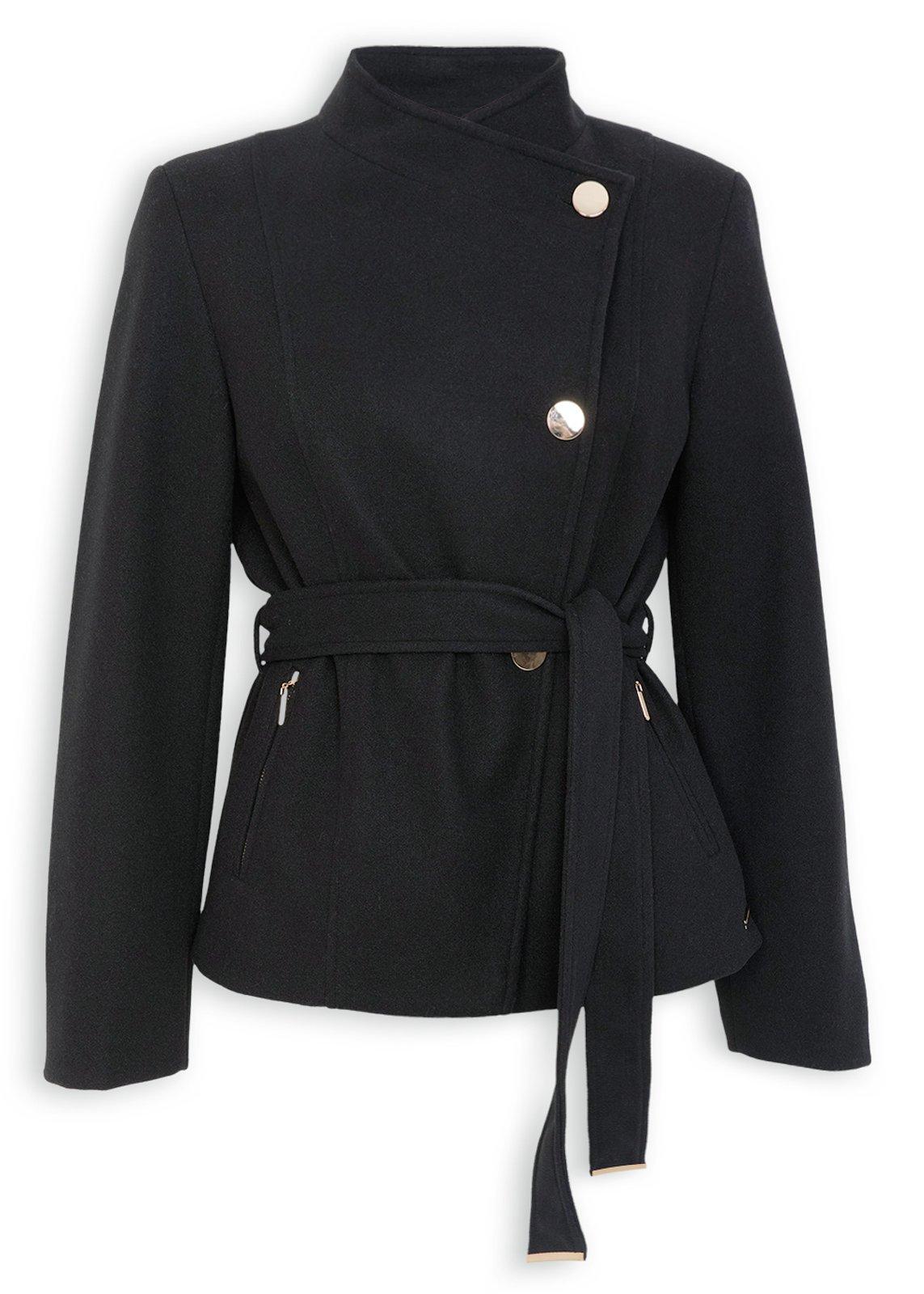 Black Funnel Neck Melton Jacket (3242916) | Daniel Hechter
