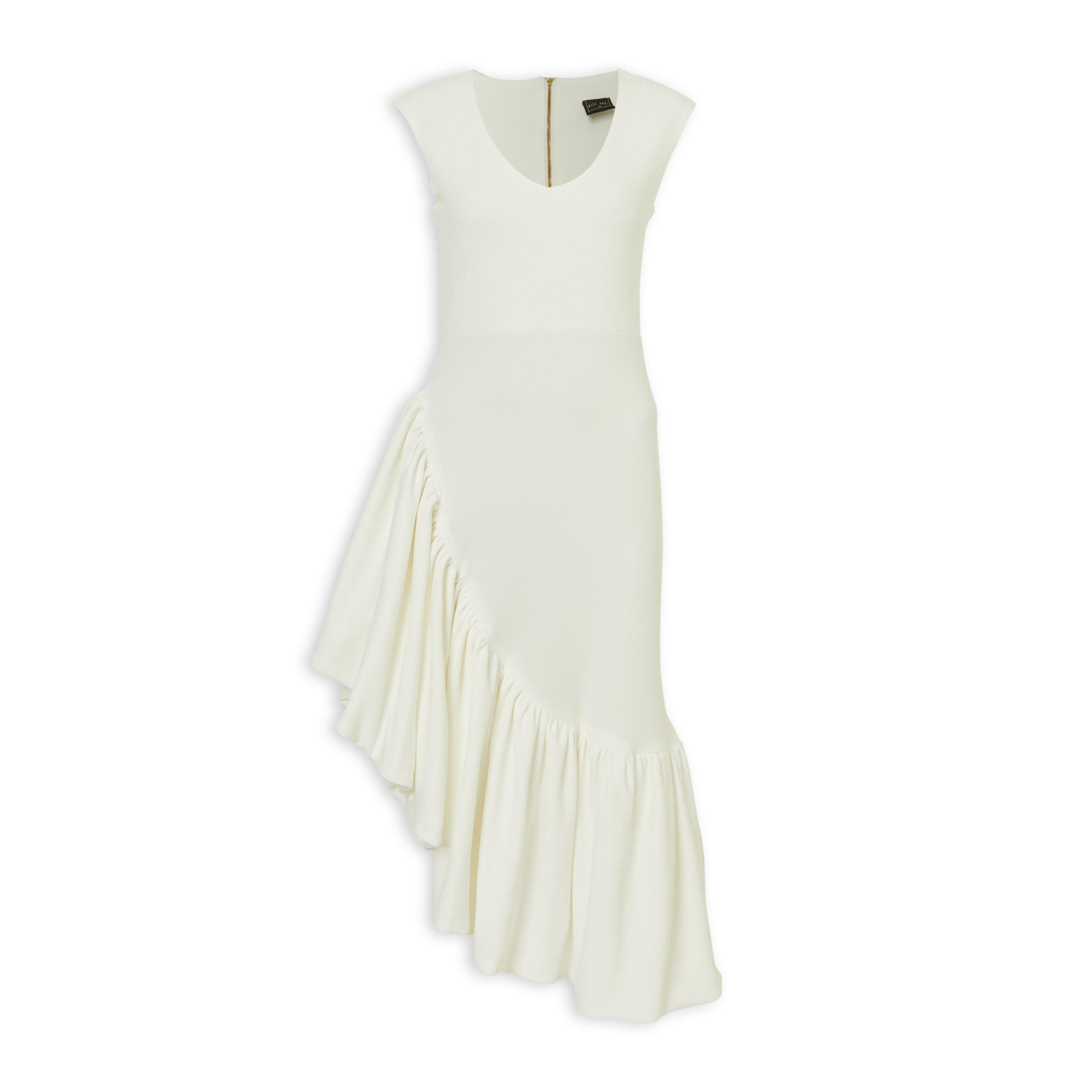 princess polly baby blue dress Duck Egg One Shoulder Ruched Asymmetrical Frill Midi Dress With Flower  AX  Paris