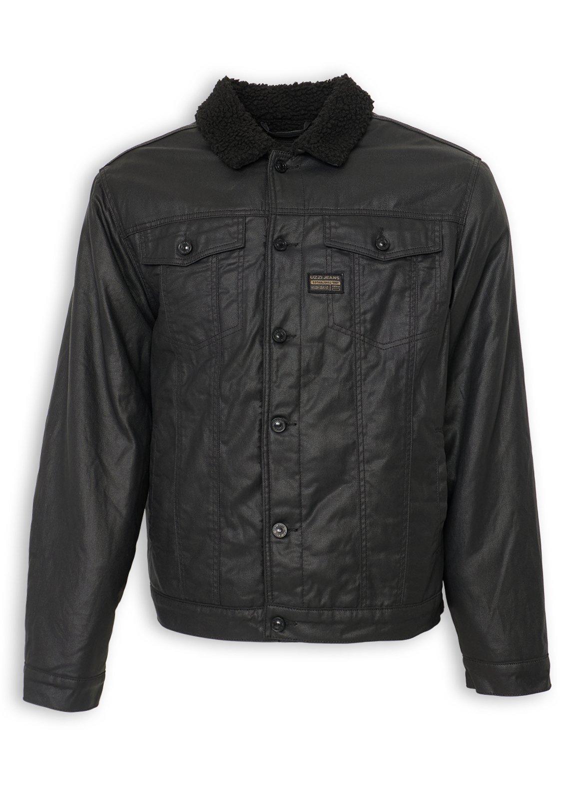 Black Coated Trucker Jacket (3243565) | UZZI