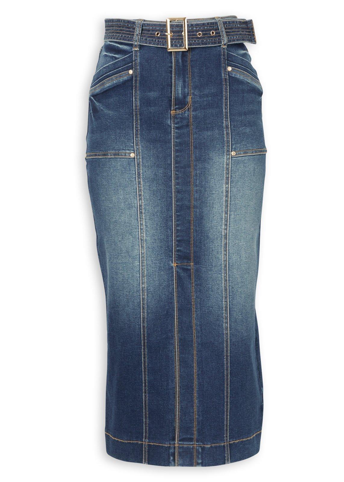 Belted Denim Column Midi Skirt (3243606) | Daniel Hechter