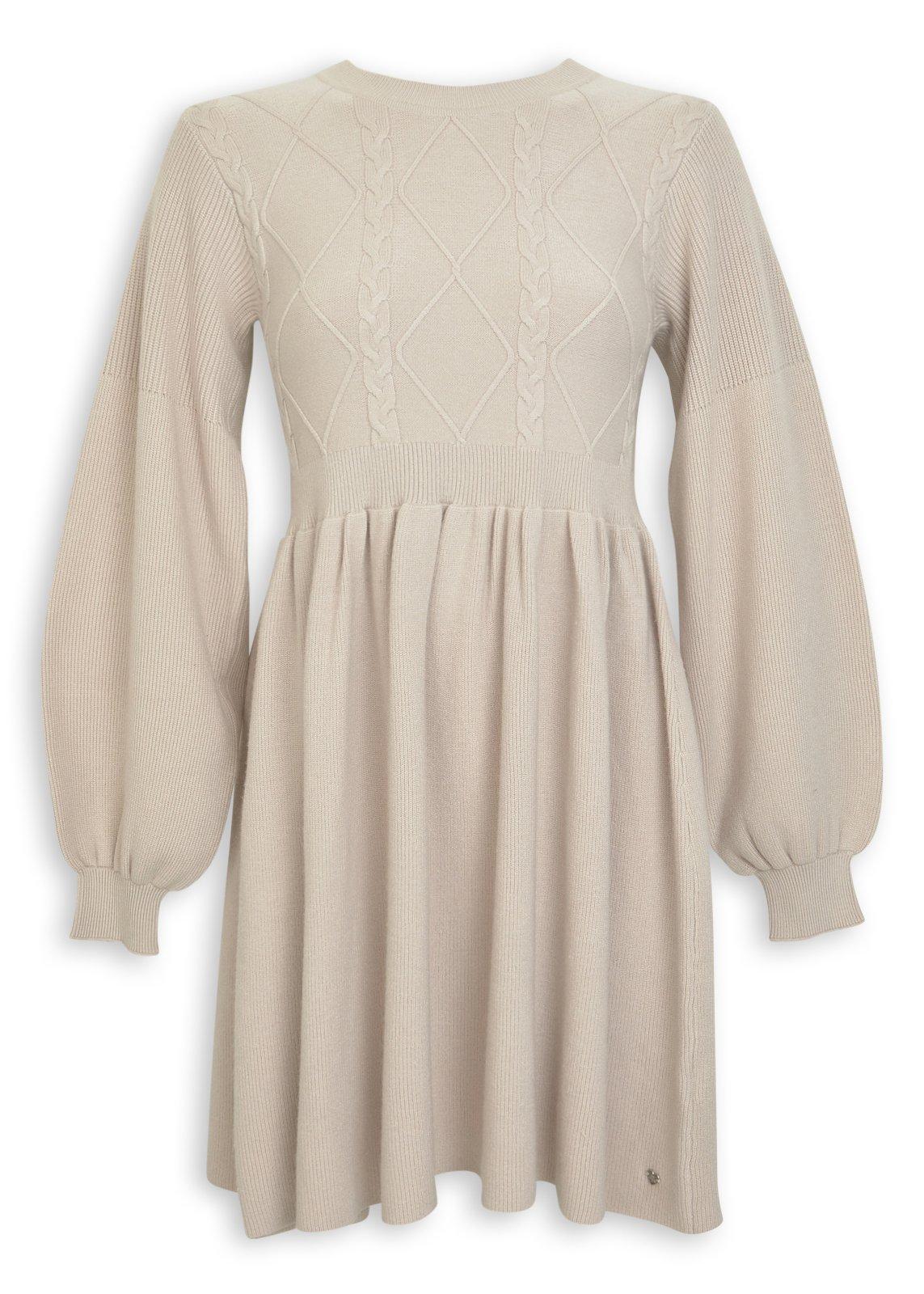 Beige Knitwear Fit & Flare Dress (3243624) | Hey Betty