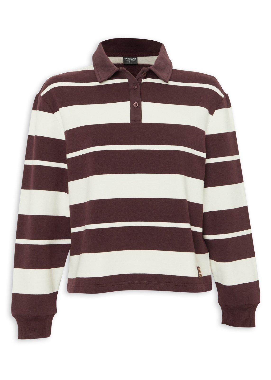 Burgundy & White Striped Rugby Shirt (3243627) | Inwear