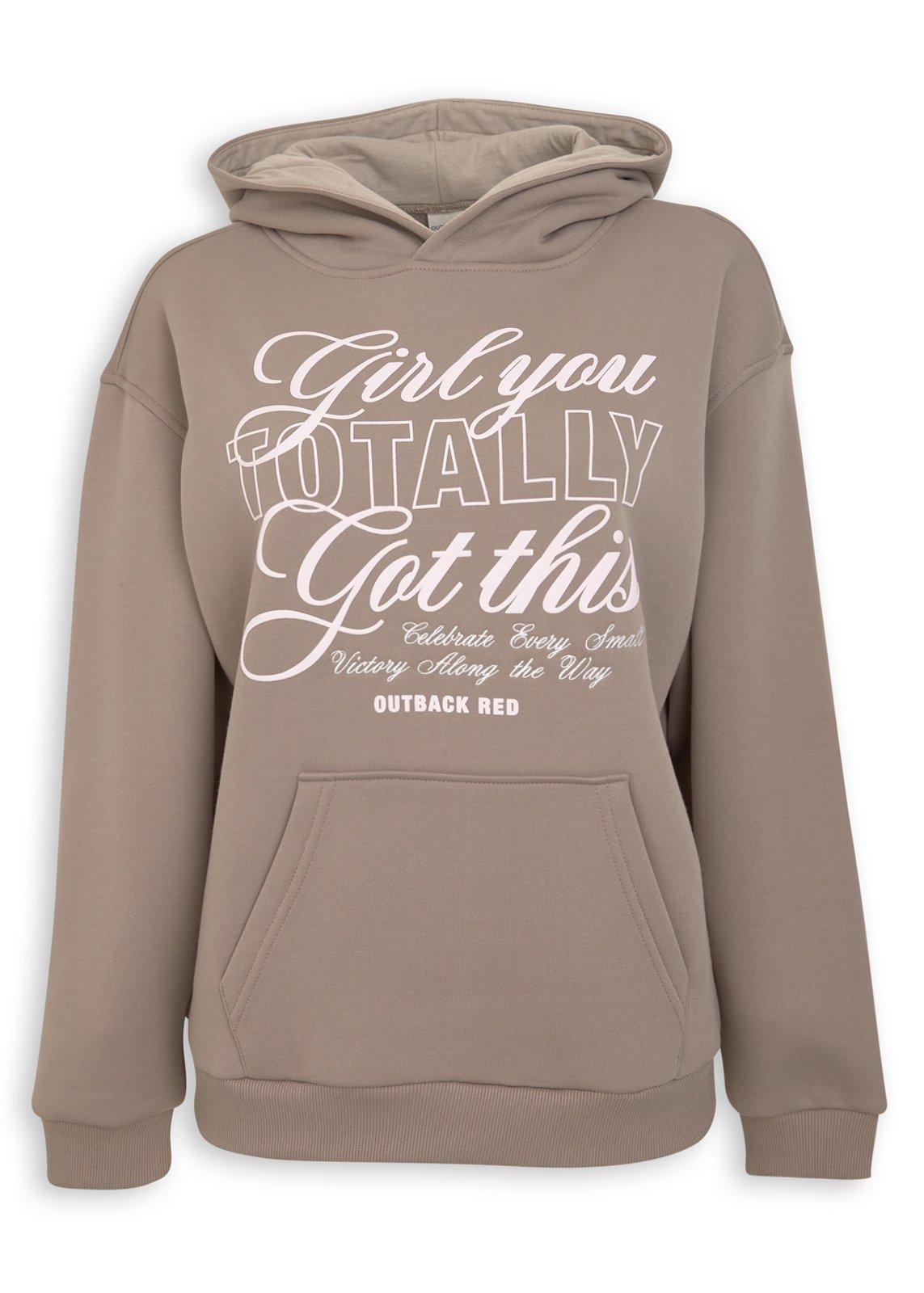 Light Brown Hooded Back Print Sweat Top (3243634) | OUTBACK RED
