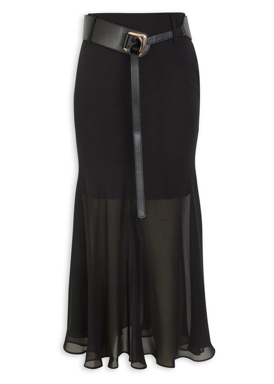 Black Georgette Belted Skirt (3243862) | Truworths