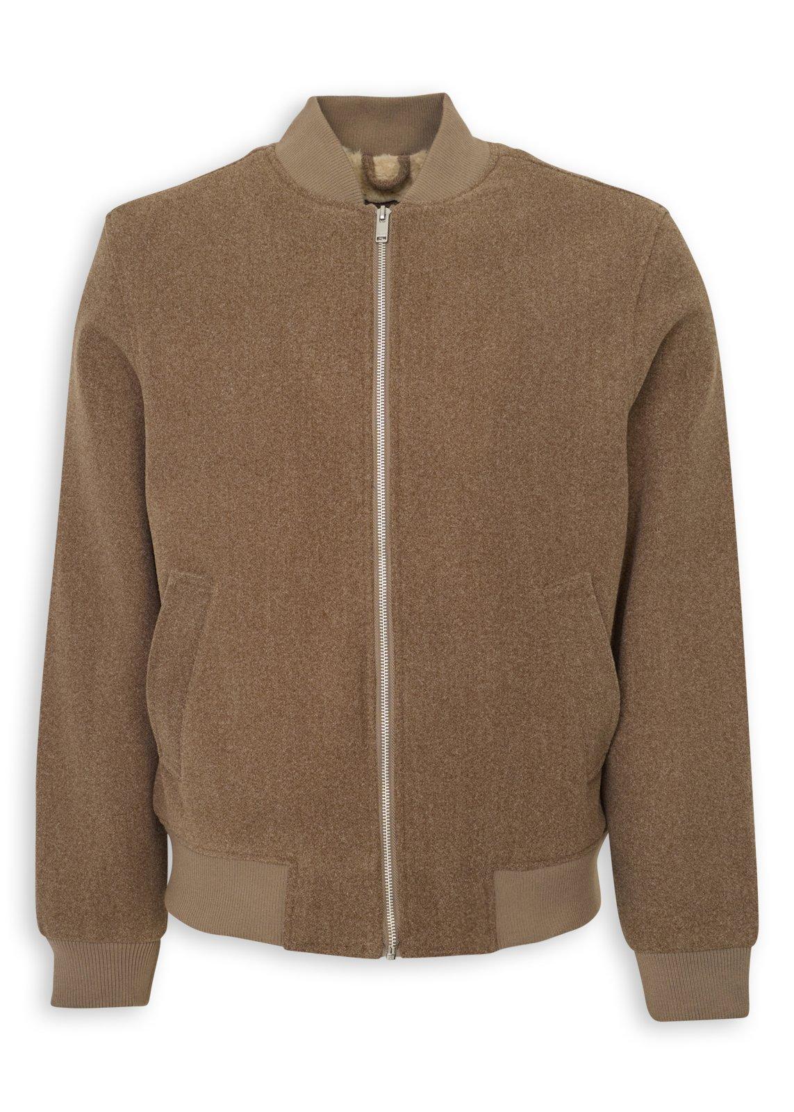 Beige Melton Bomber Jacket (3243873) | UZZI