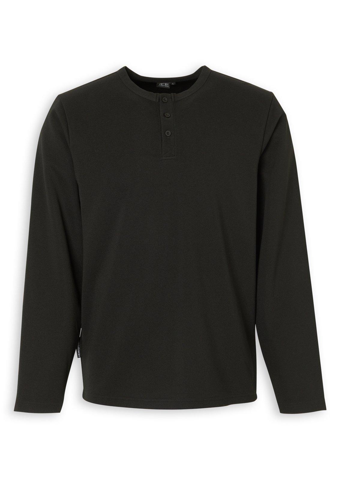 Black Henley Long Sleeve T-shirt (3243890) | Hemisphere