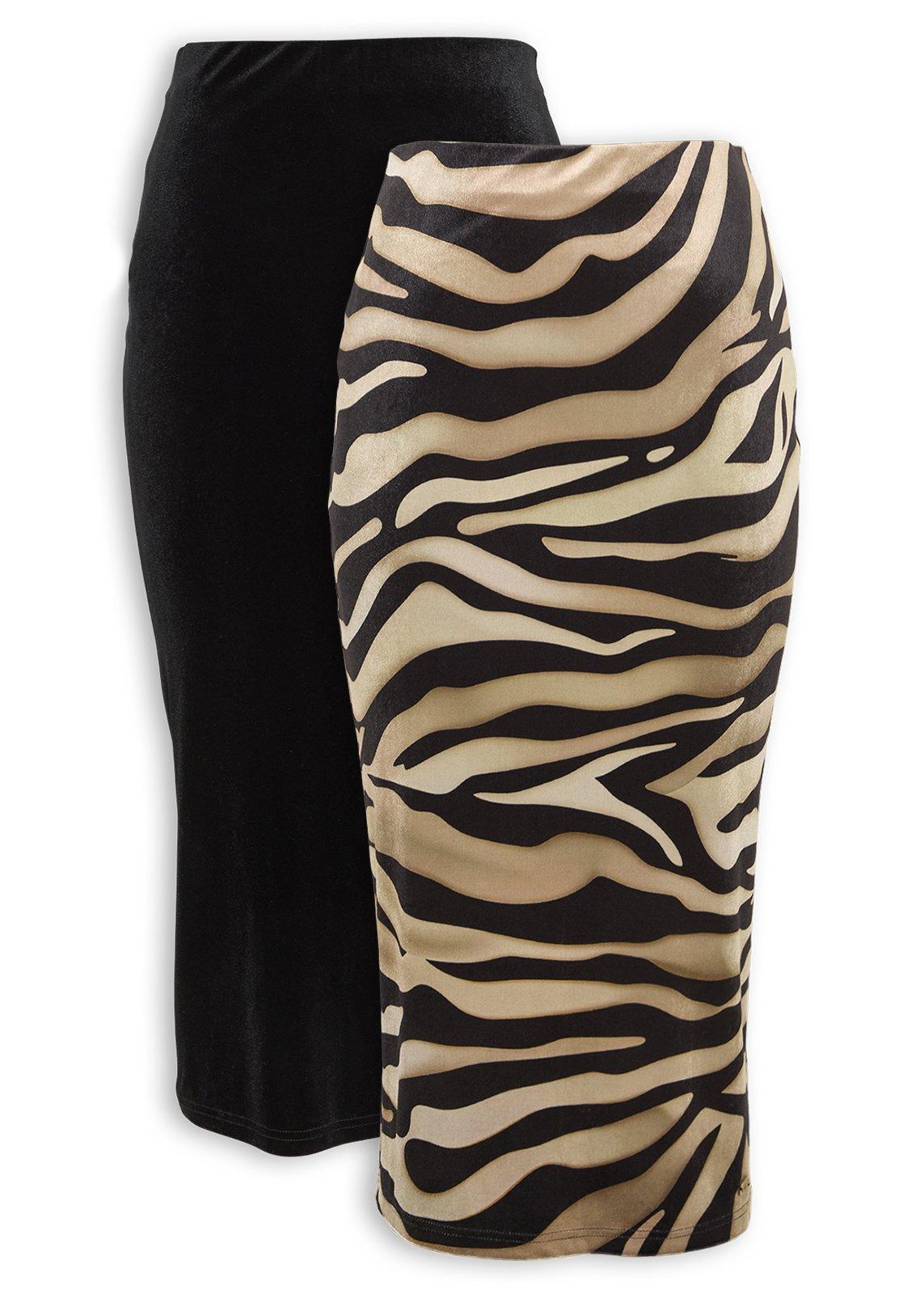 2-Pack Print & Plain Velour Skirts (3247177) | Ginger Mary