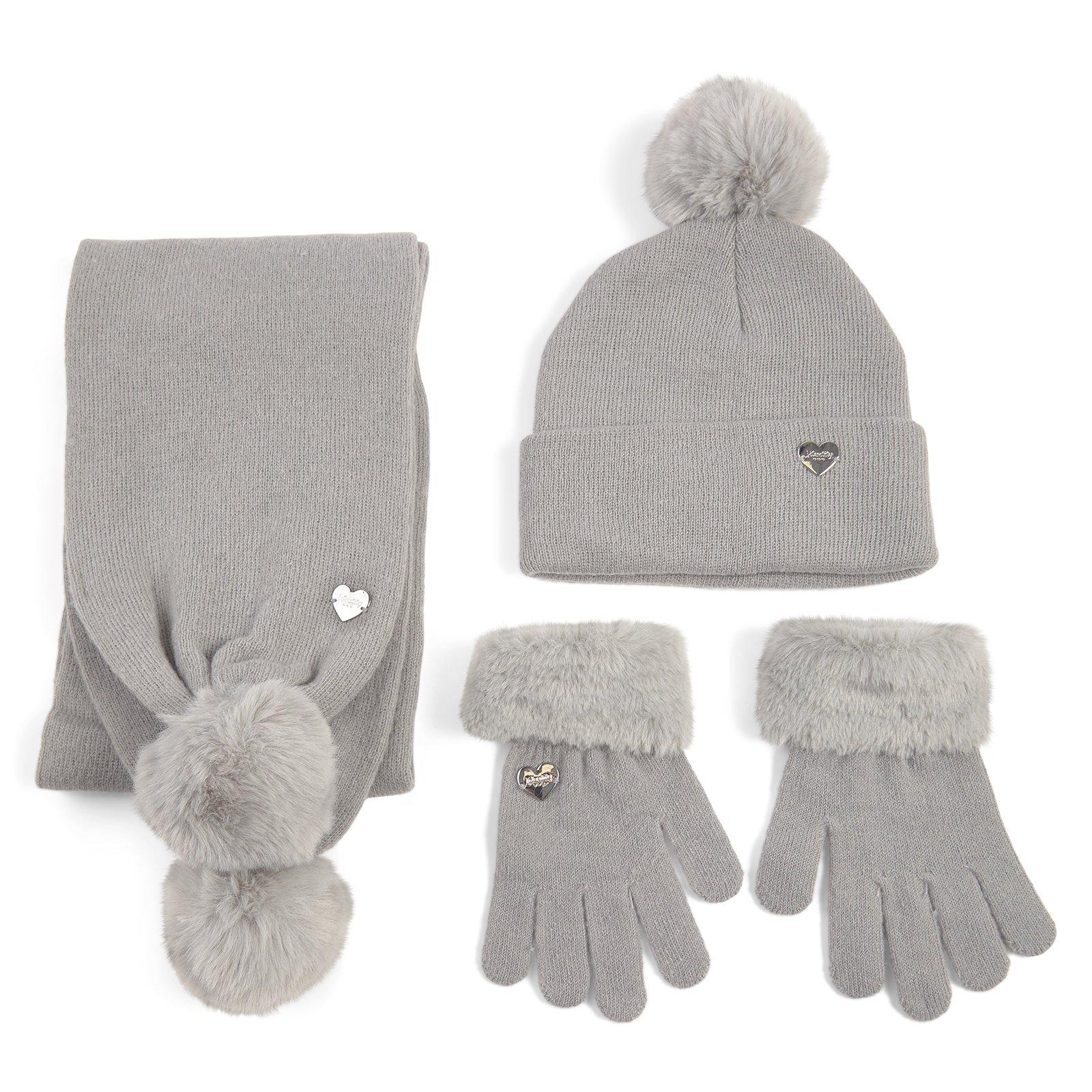 Grey 3-Pack Beanie Hat and Scarf (3247588) | Identity