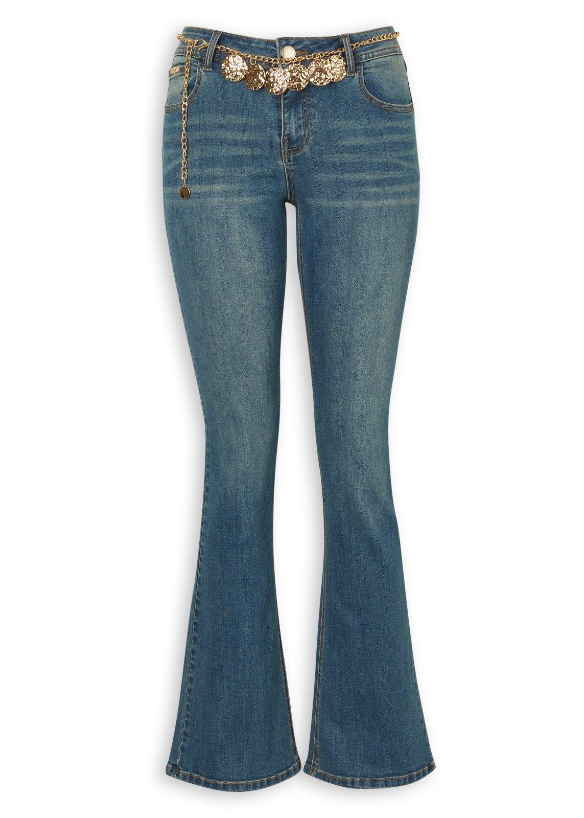 Indigo Teastain Belted Bootleg Jeans (3249114) | Ginger Mary