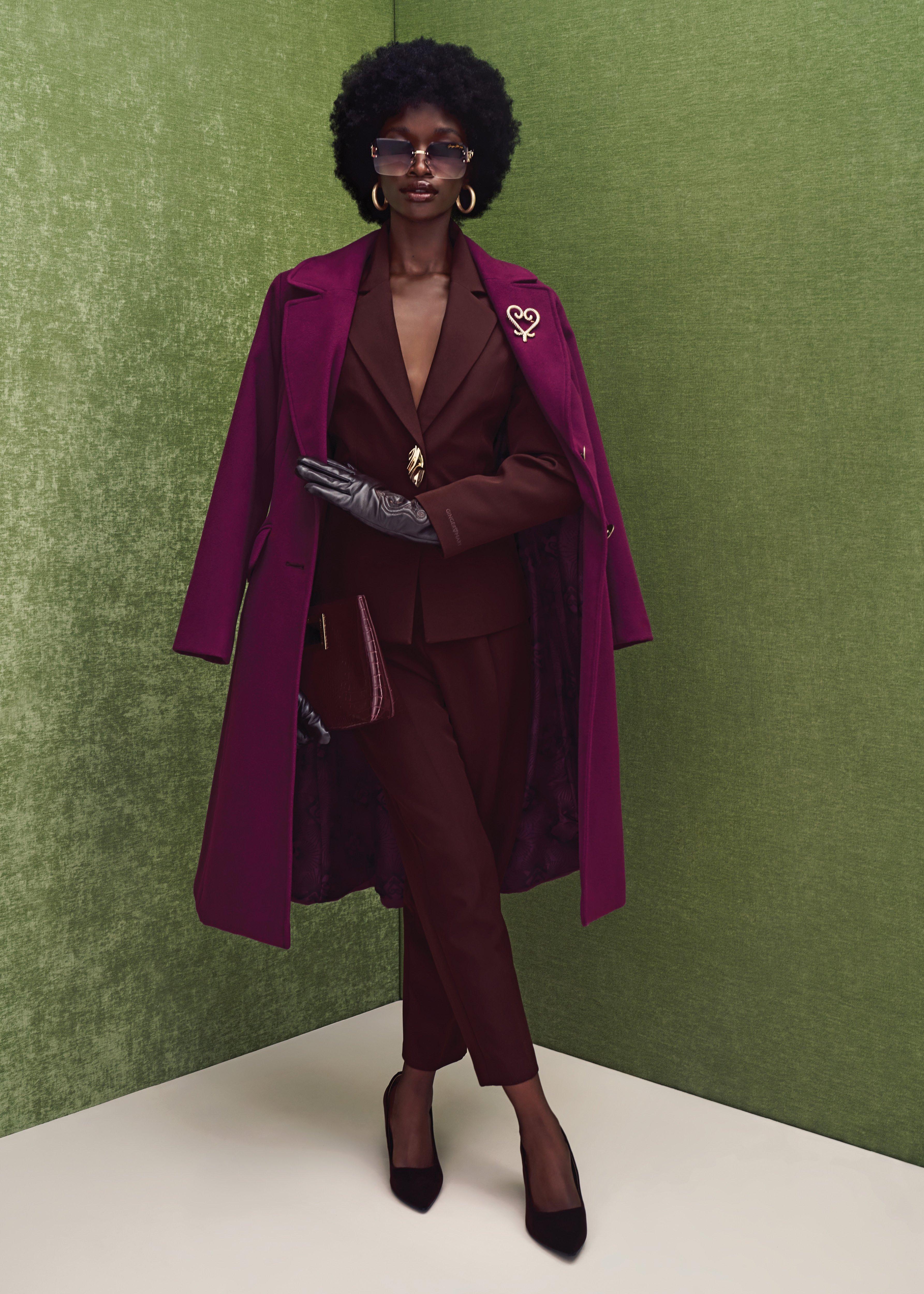 Purple Melton Coat (3249115) | Ginger Mary