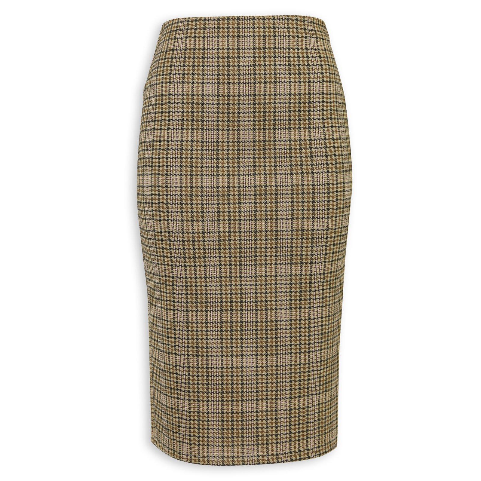 Brown Check Bodycon Skirt 3249729 Identity brown-check-bodycon-skirt-3249729-identity