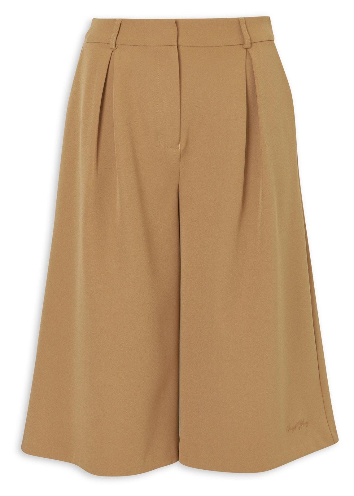 Tan Structured Wide Leg Culotte Shorts (3249999) | Ginger Mary