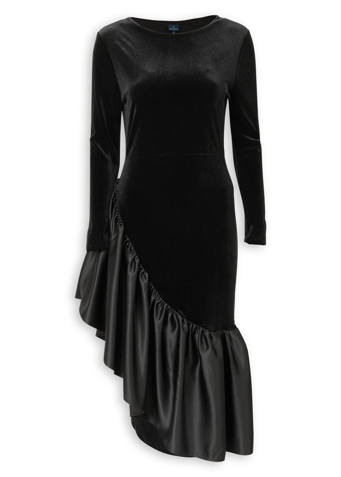 Black Velour Satin Combo Dress (3250198) | Daniel Hechter