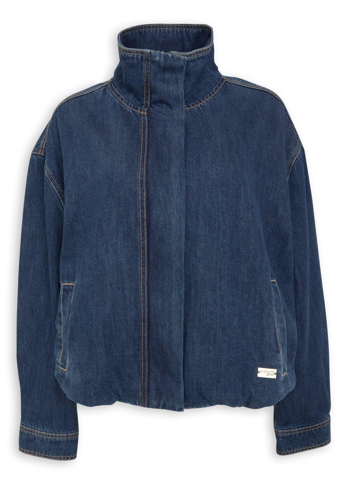 Mid Wash Denim Bomber Funnel Jacket (3250441) | OUTBACK RED