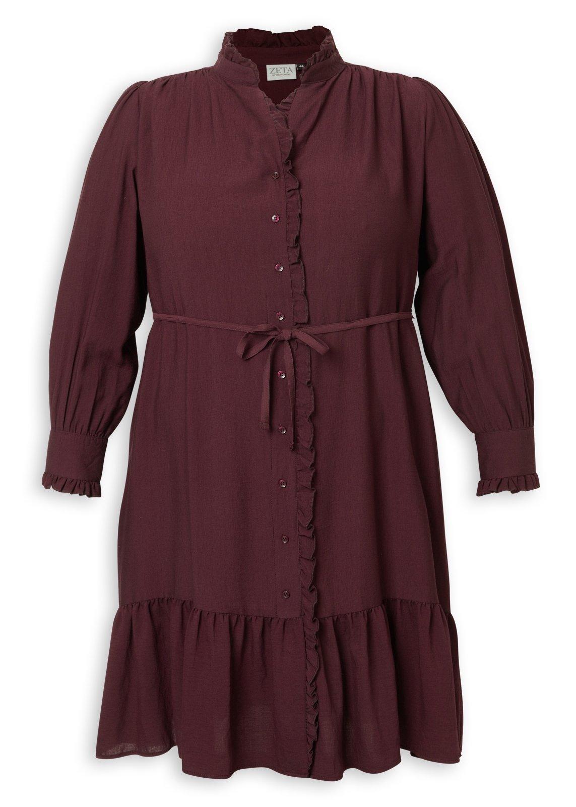 o*a様 Dynfit TLTコンフォート Plum Ruffle Tie Plus Size Dress (3250793) | Zeta