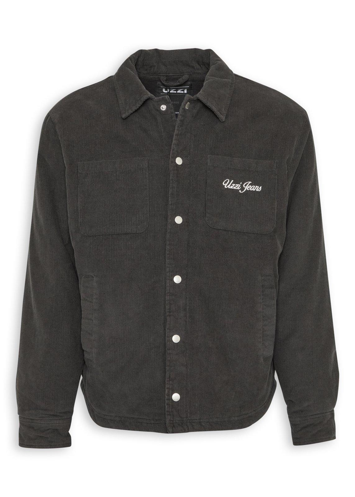 Charcoal Corduroy Shacket Top (3251157) | UZZI