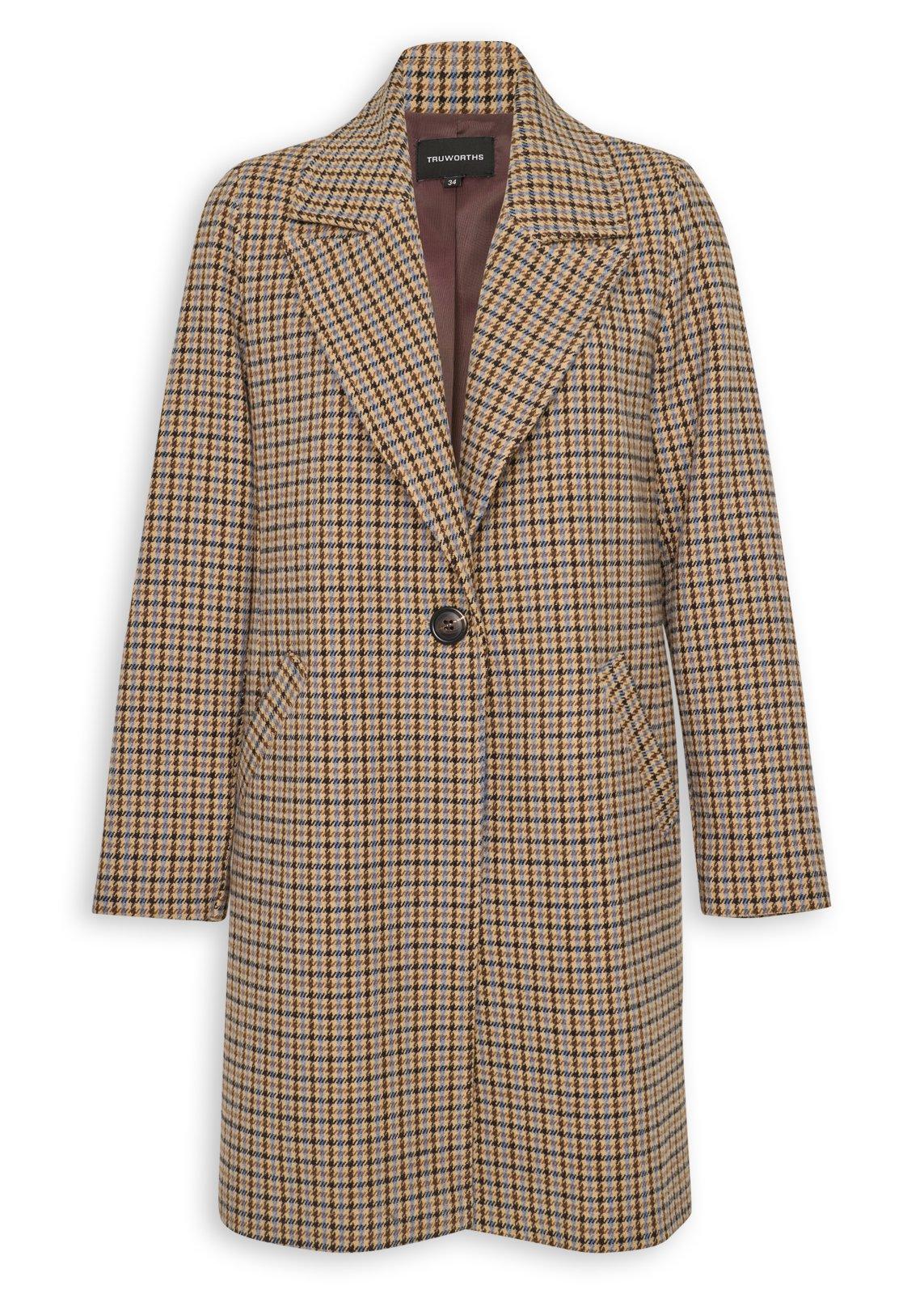 tain double push×playboy CHECK COAT Check Double Breasted Coat (3251938) | Truworths