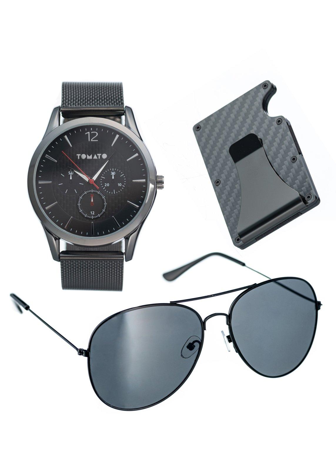Black Mesh Watch Set (3252510) | Tomato