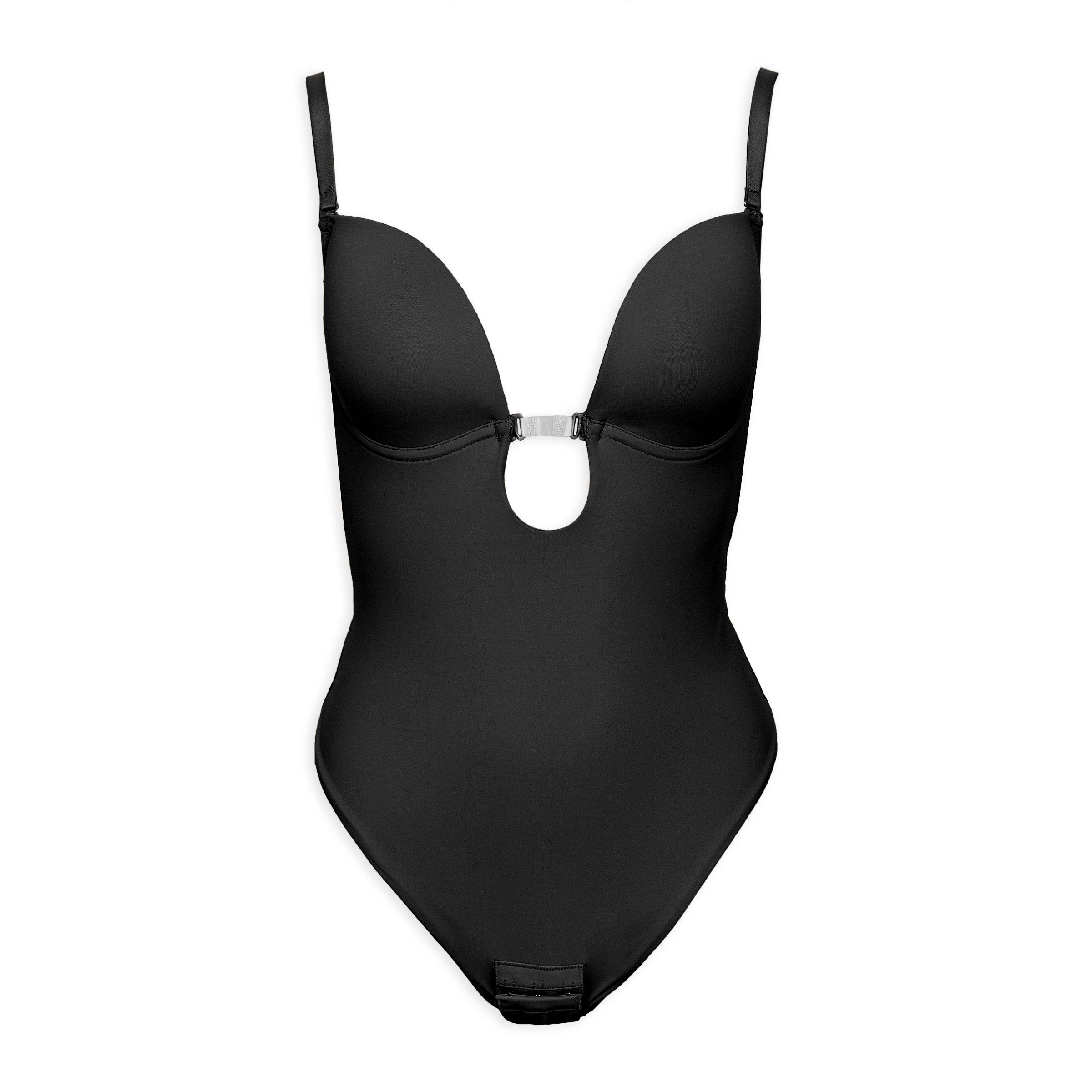 Black Low Back Plunge Bodysuit (3253786) | Curvy Betty