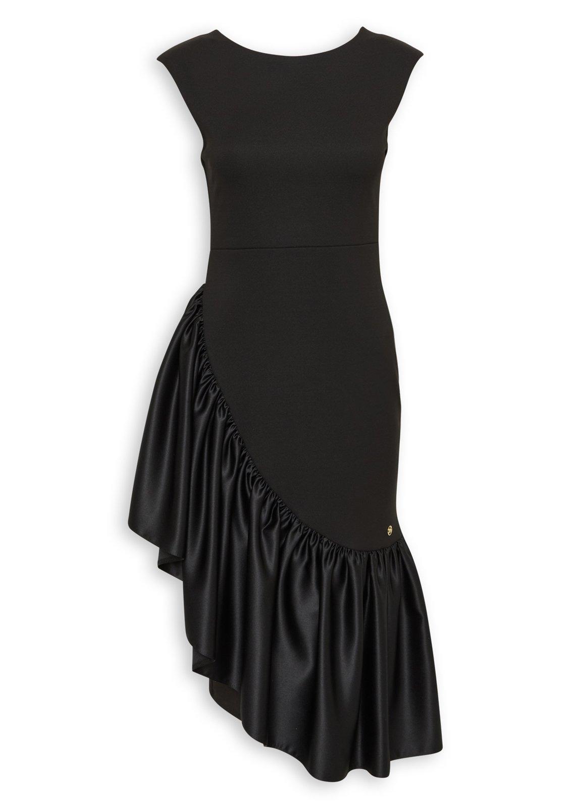 Black Scuba Satin Combo Dress (3253933) | Daniel Hechter