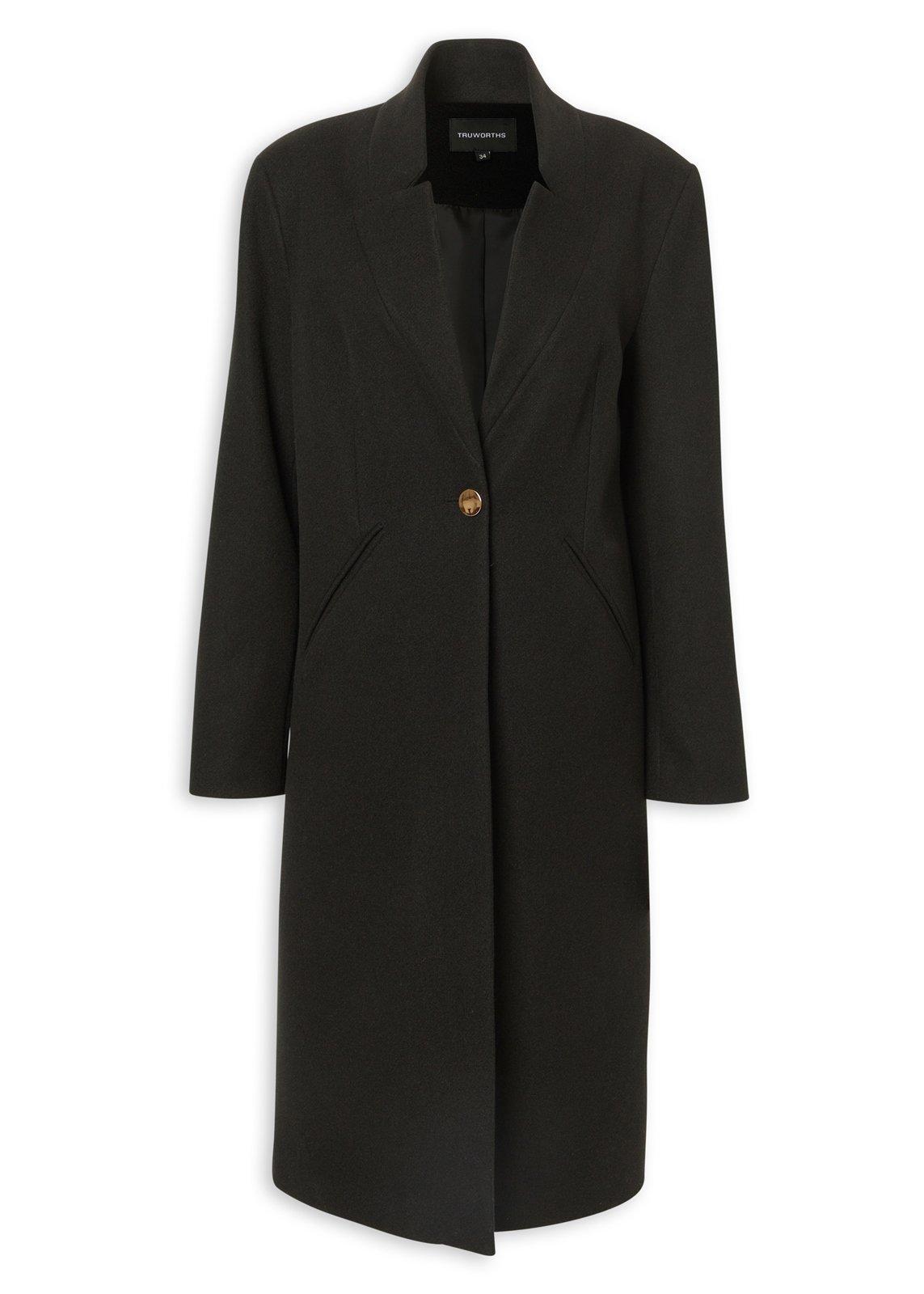 定価143000円OVERCOAT DolmanSleeve Overcoat Black Longline Single-Button Overcoat (3254014) | Truworths