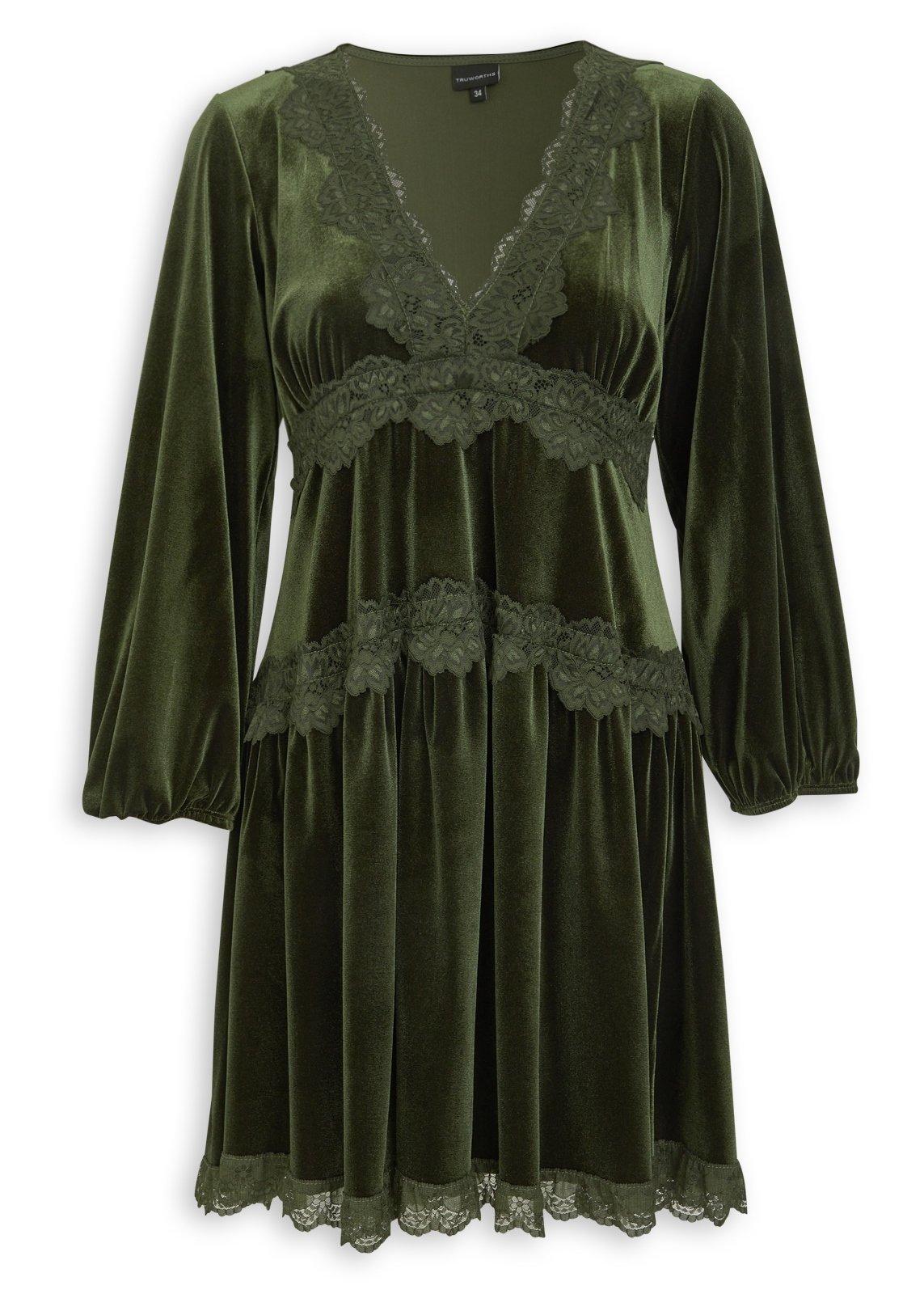 Green Lace Velour Dress (3254261) | Truworths