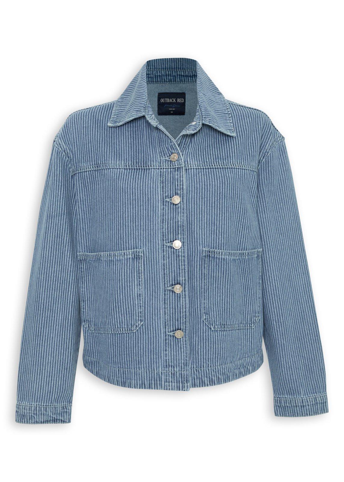 Stripe Denim Shacket with Patch Pockets (3254693) | OUTBACK RED