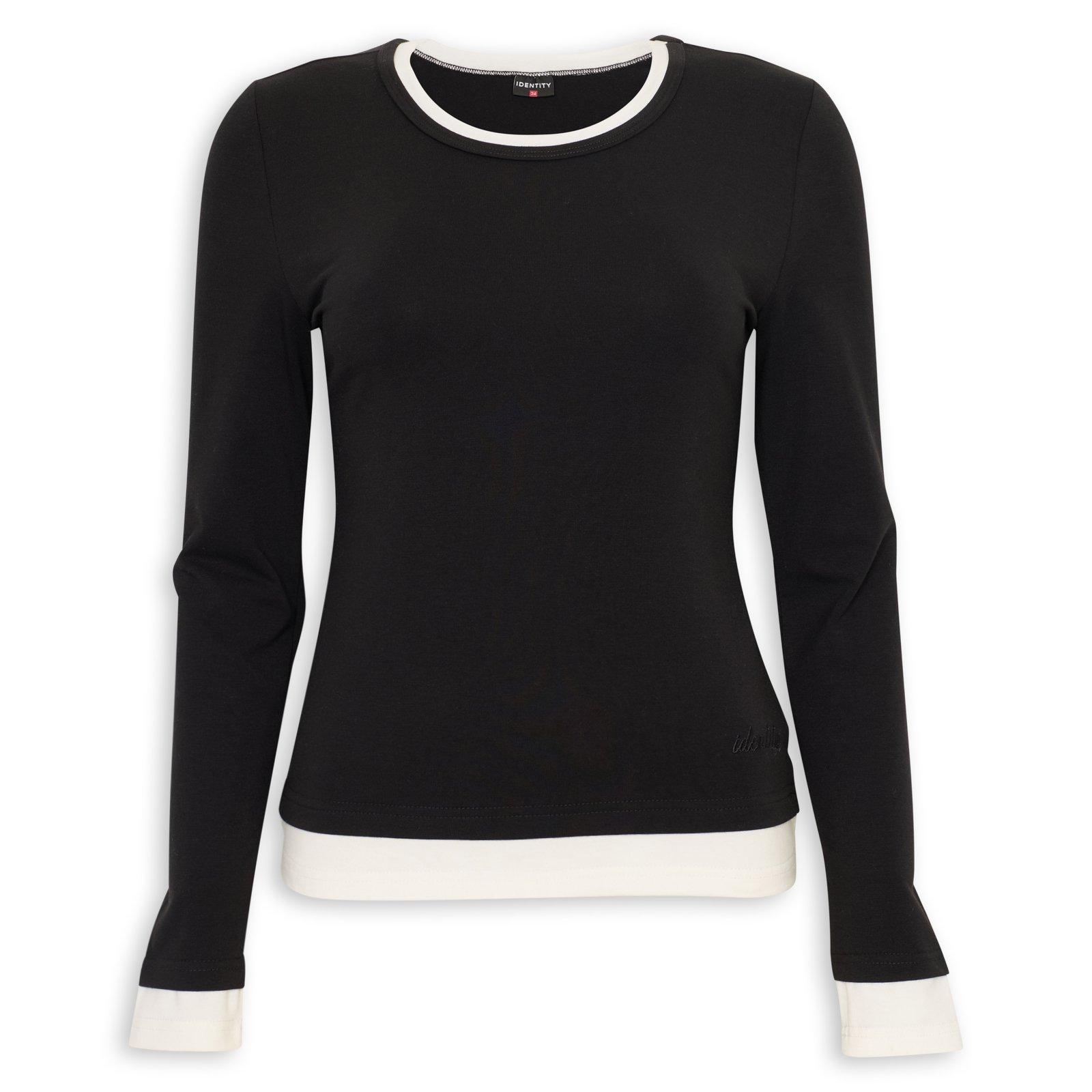 Black Fitted Layered Long Sleeve Top (3255328) | Identity