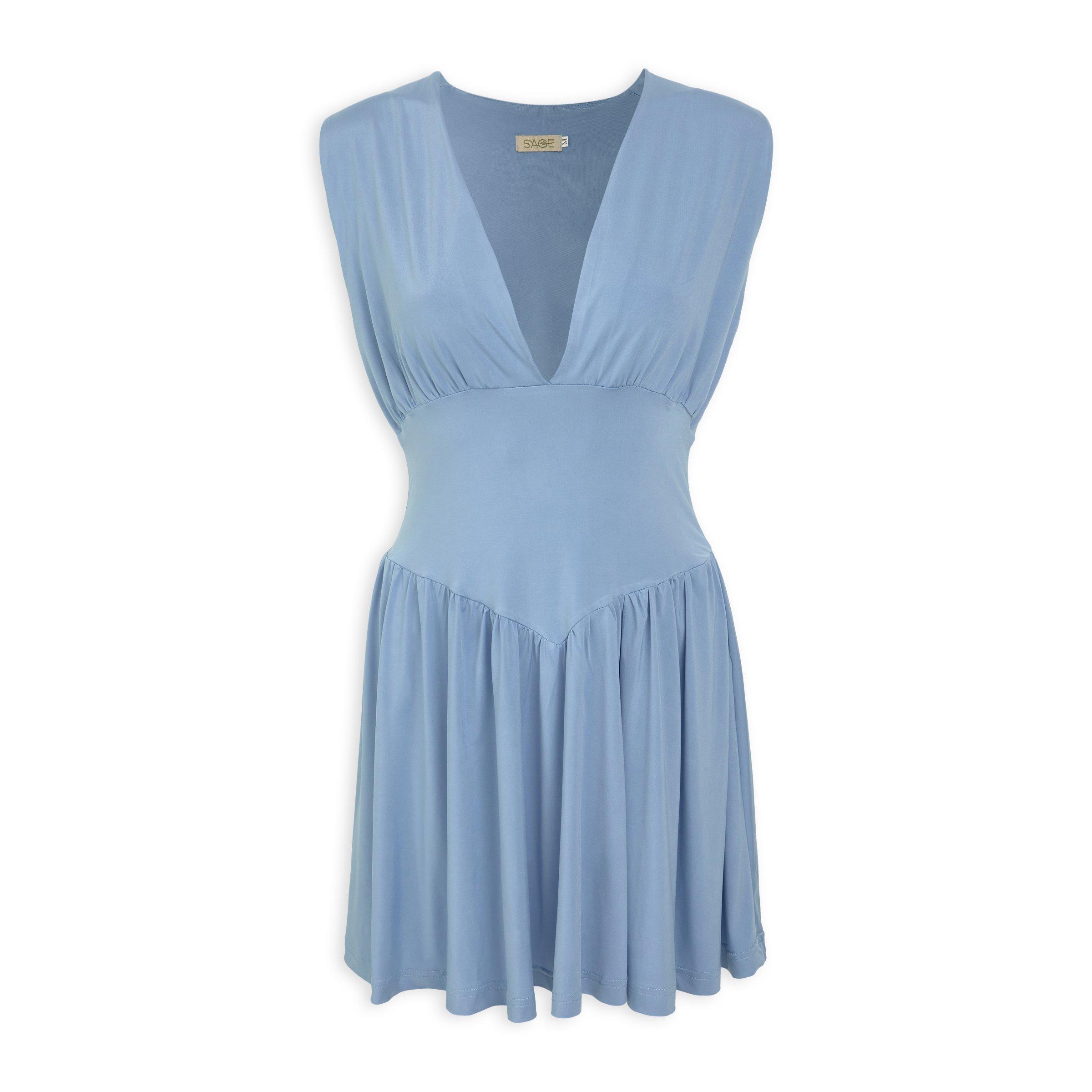 Blue Drape Mini Dress (3256163) | Sage Ladies
