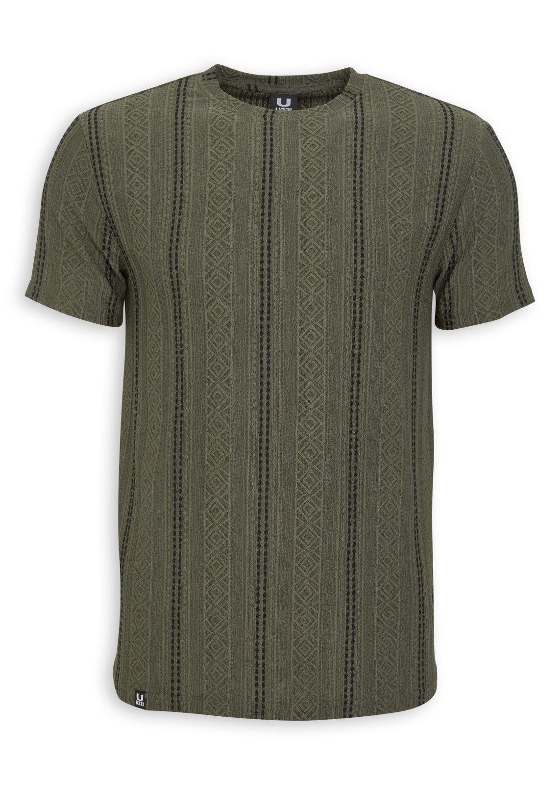 Green Jacquard Print T-shirt (3256351) | UZZI