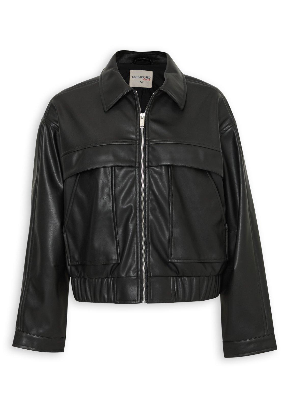 Black Pleather Bomber Jacket (3256625) | OUTBACK RED
