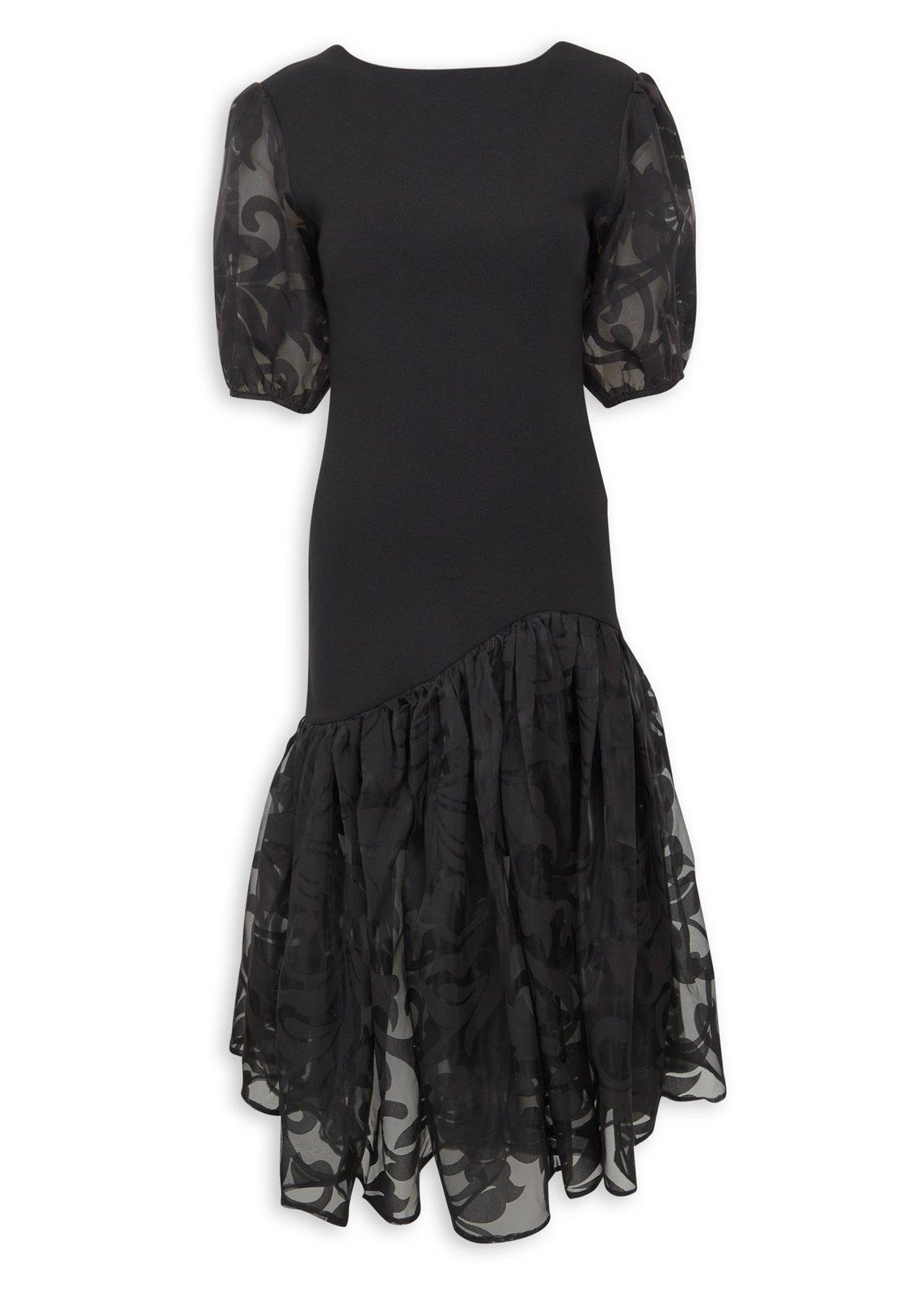 Black Fit & Flare Organza Dress (3260105) | Essence