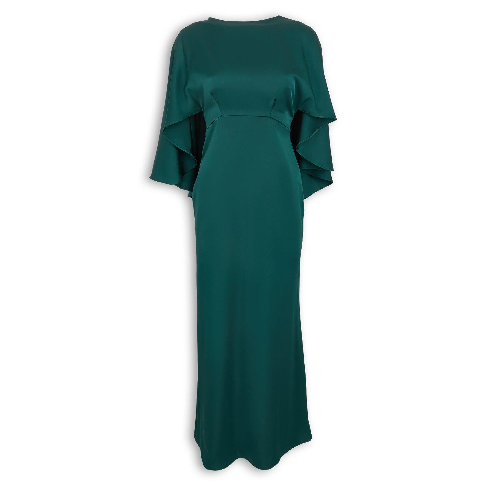 Emerald Satin Cape Dress (3262301) | RSVP