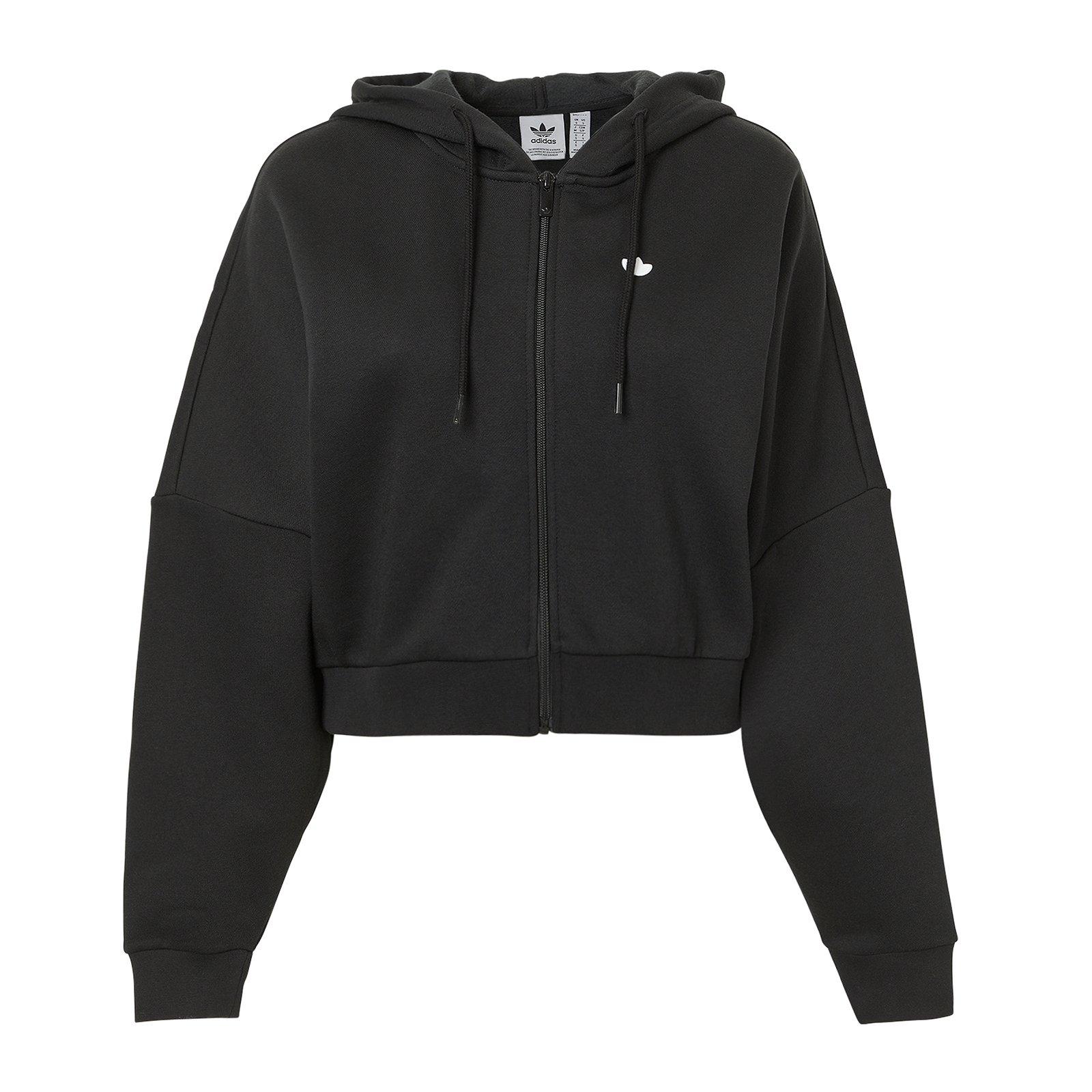 Black Essentials Short Full-Zip French Terry Hoodie (3262425) | Adidas