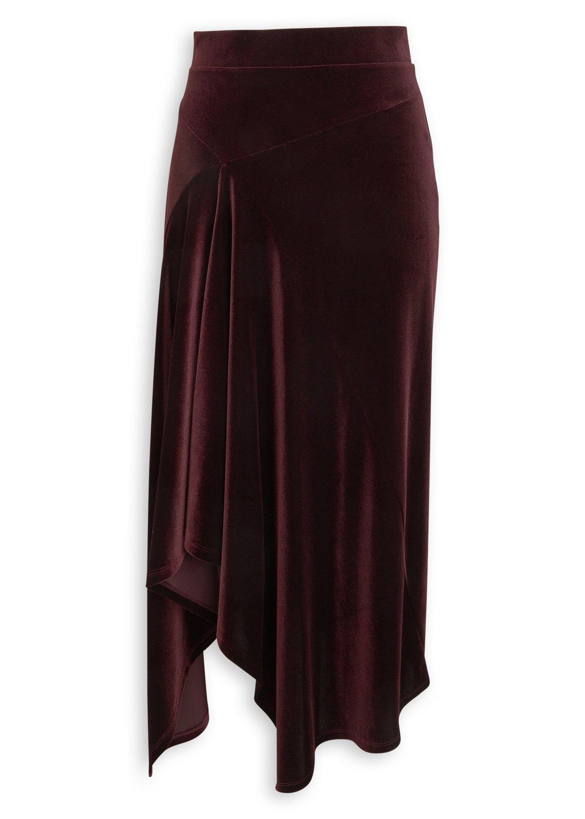 Burgundy Velour Asymmetric Skirt (3264136) | Truworths