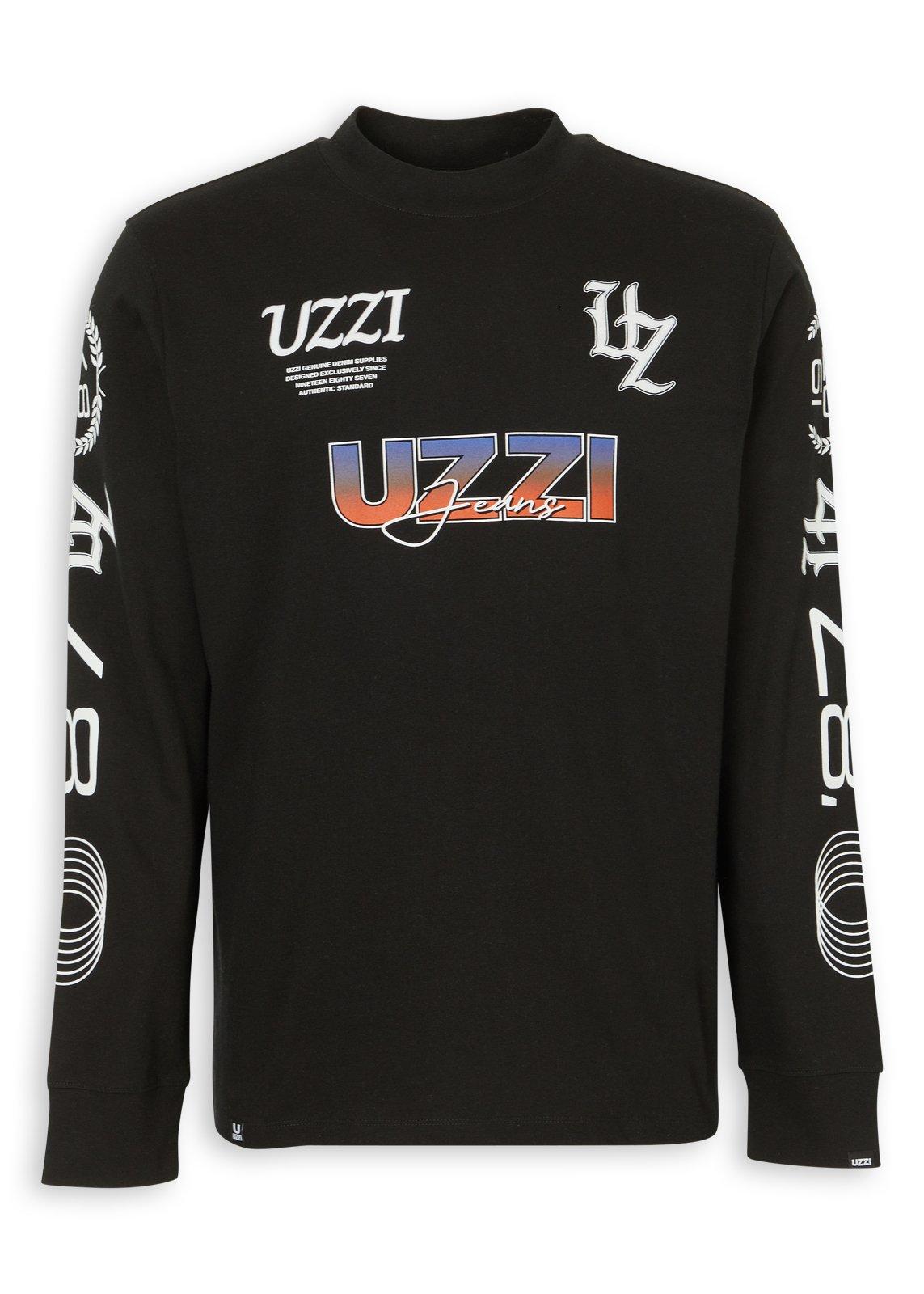 Black Graphic Long Sleeve T-shirt (3267717) | UZZI