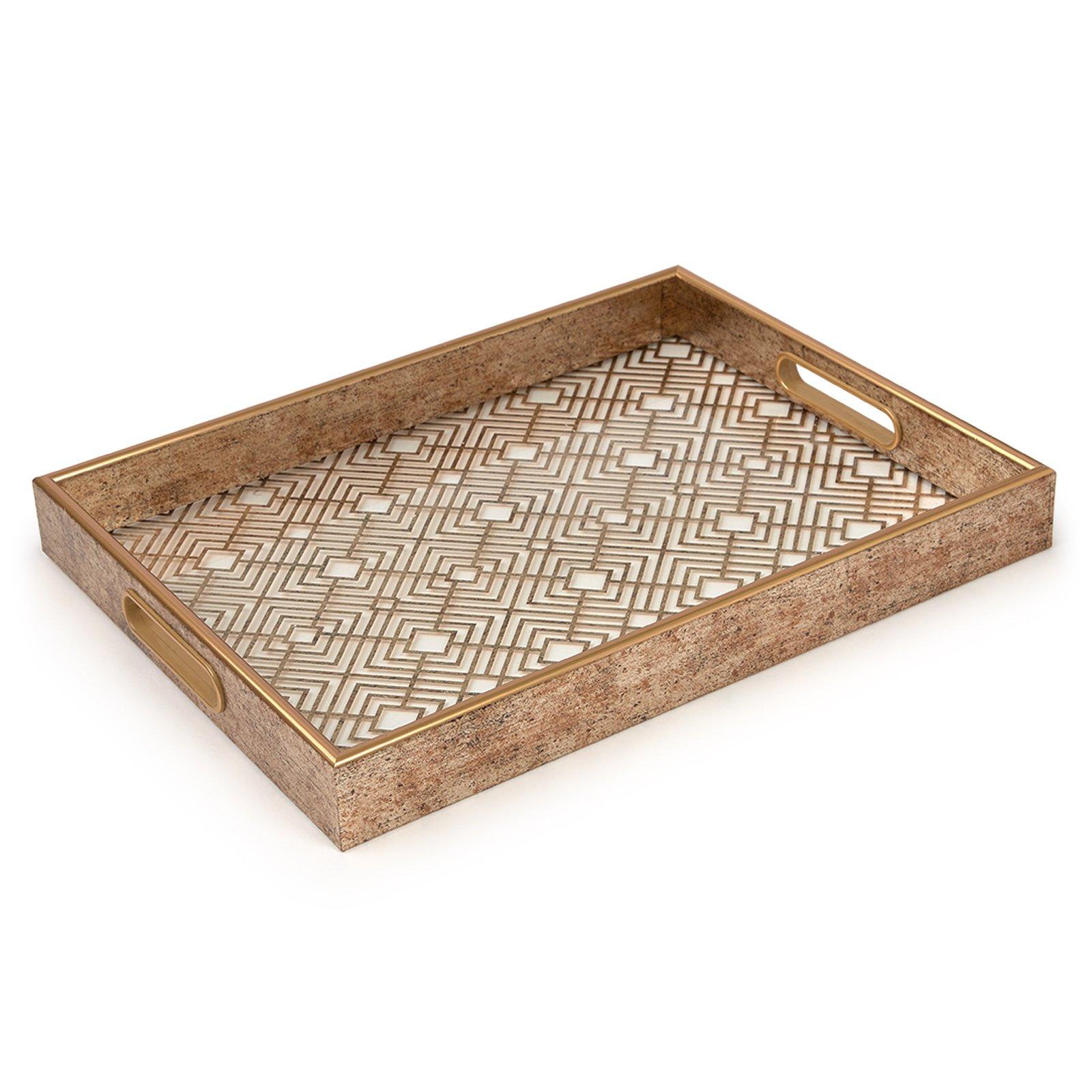 Gold Maze Tray 40x30cm (3269345) | Loads of Living