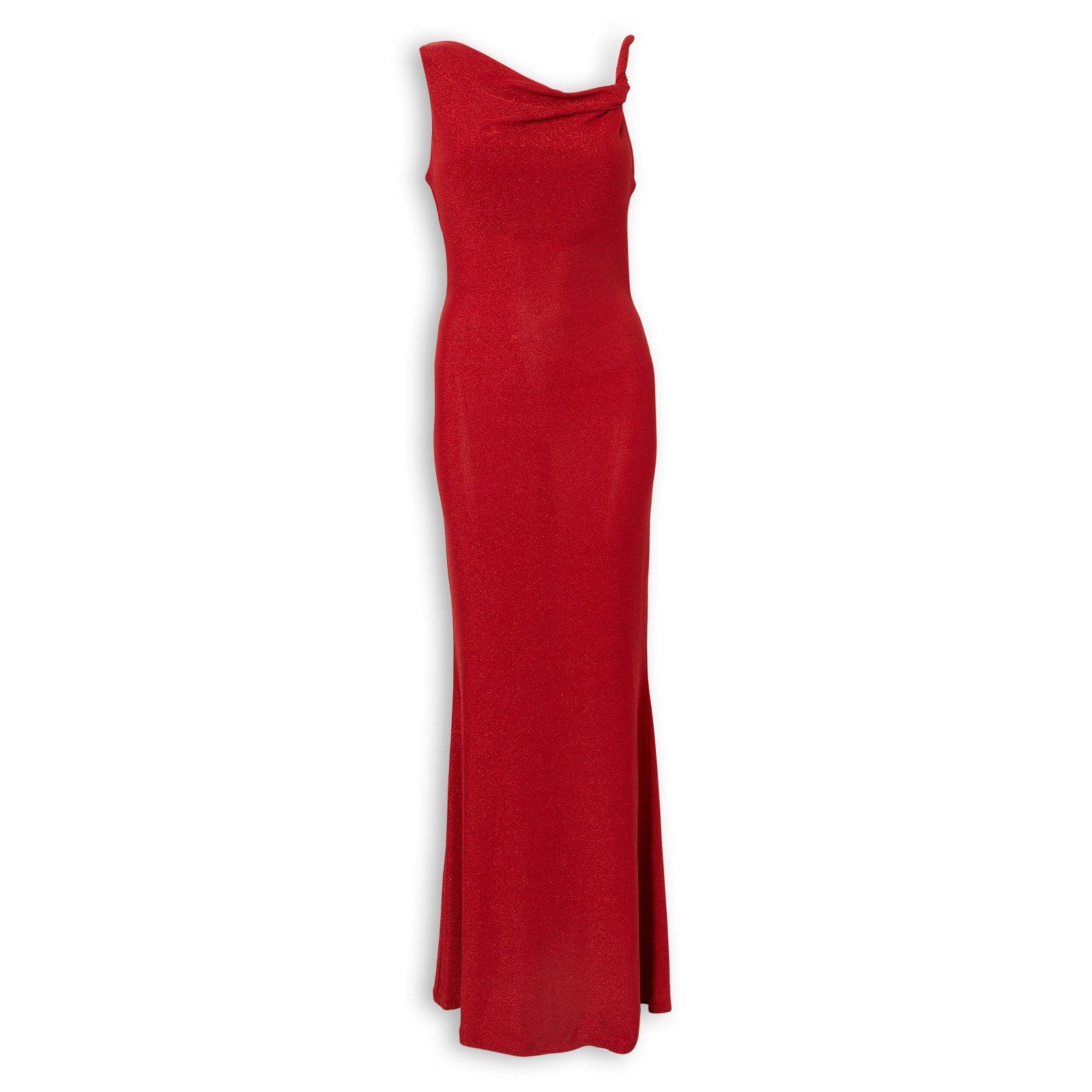 【IMVAL】Check Layered Dress RED Red Lurex Twisted Maxi Dress (3270893) | Miss Port