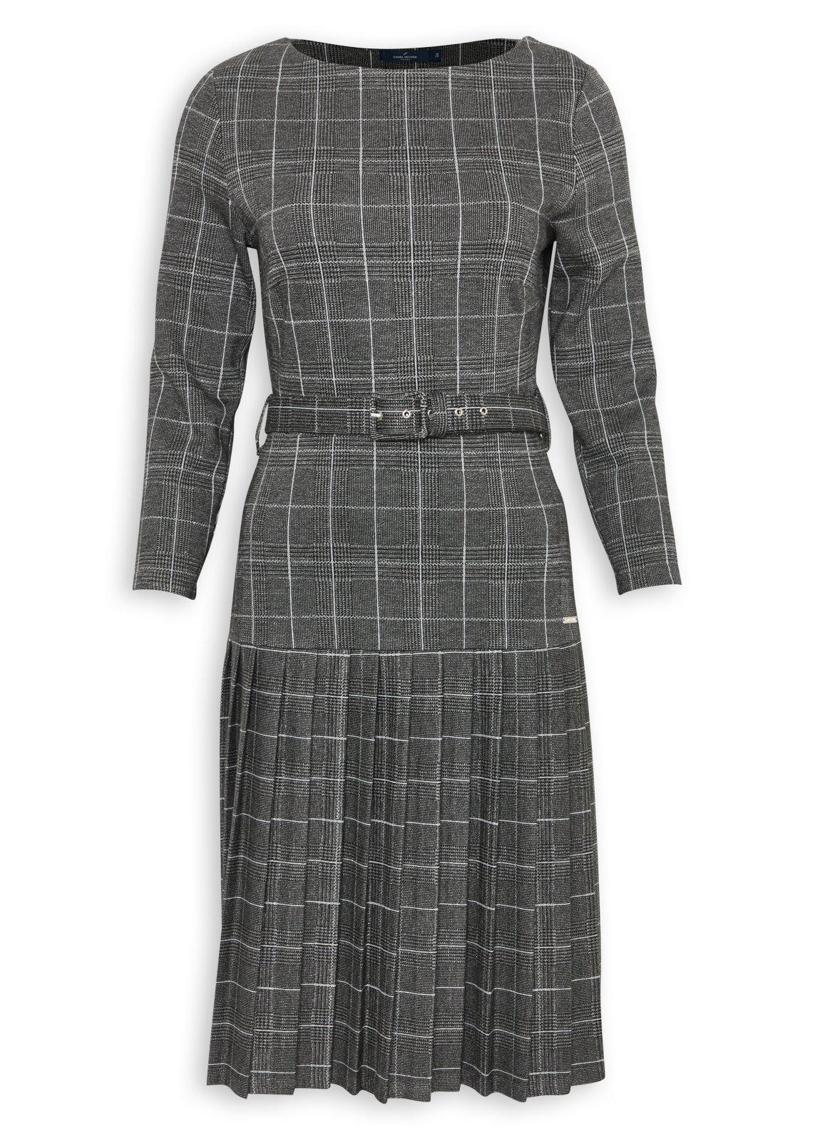 Grey Check Pleated Dress (3271901) | Daniel Hechter