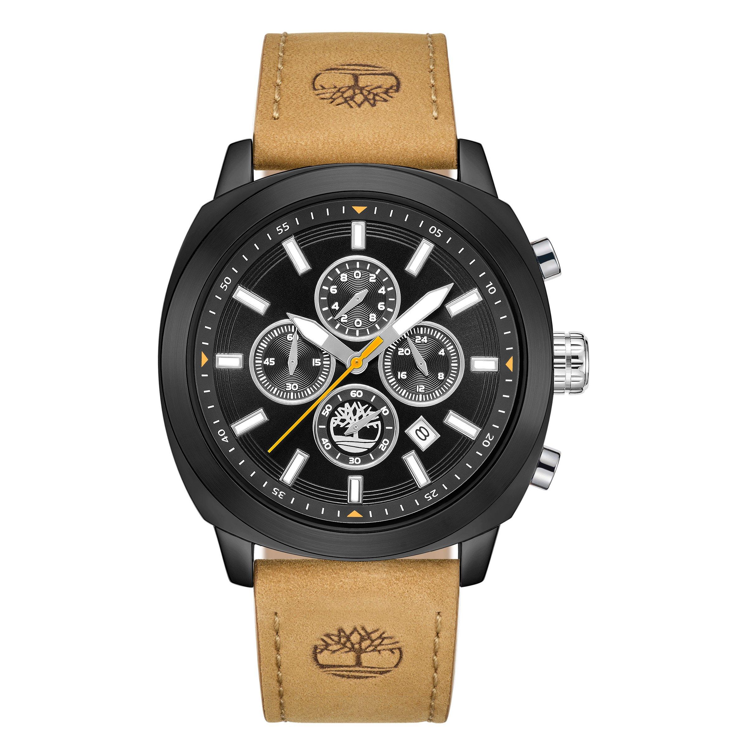 Black Chrono Tan Leather Watch (3273829) | Timberland