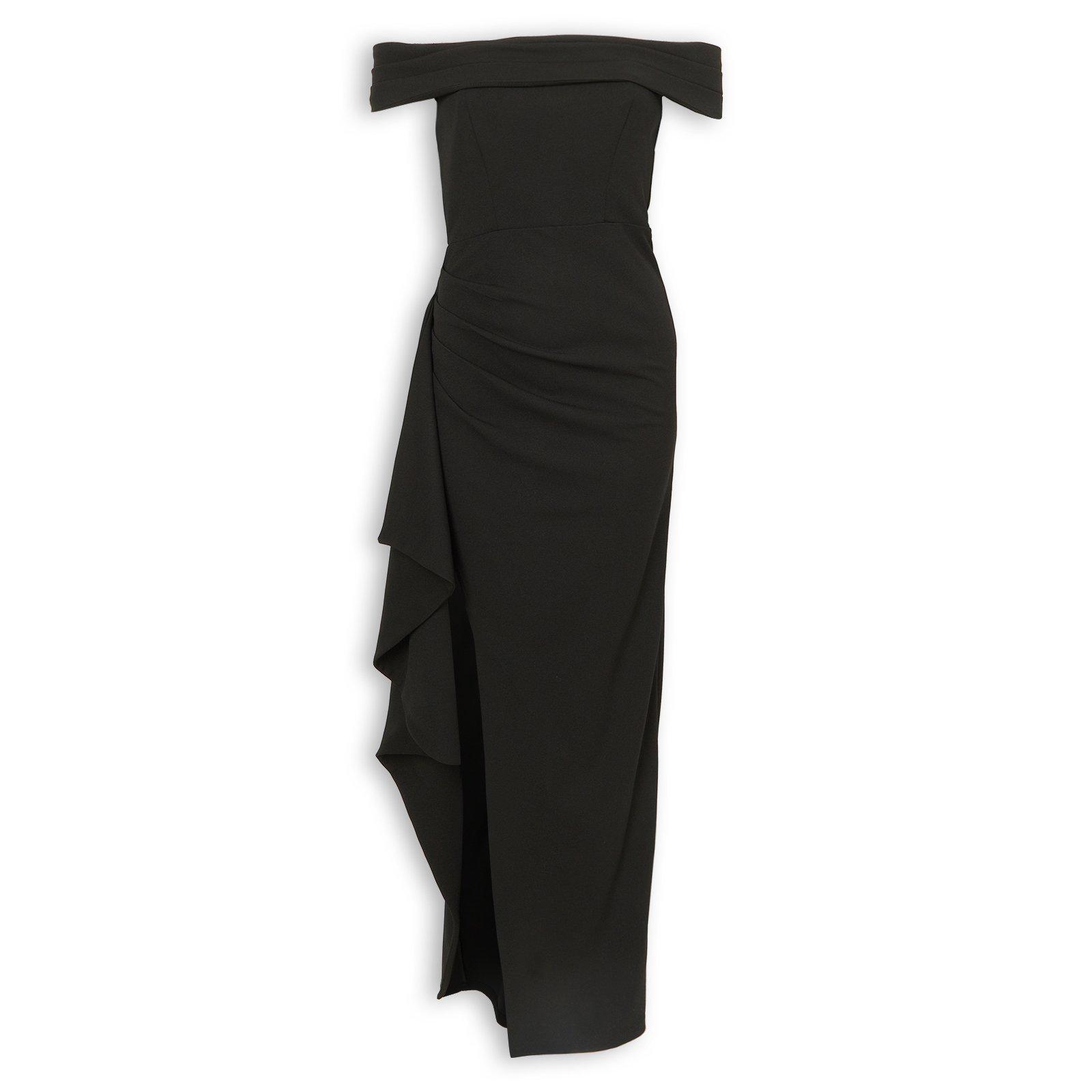 Black Off Shoulder Pleat Maxi Dress (3274047) | Miss Friday