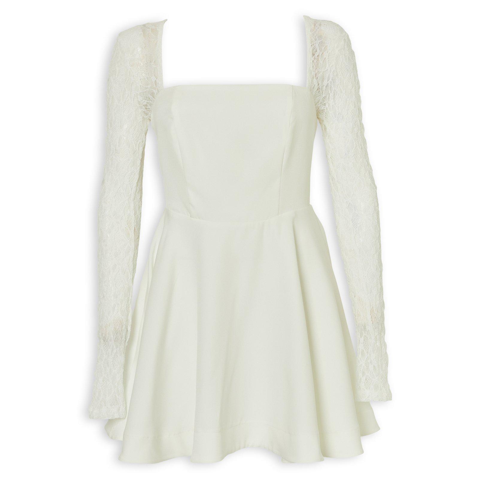 Ivory Lace Sleeve Skater Dress (3275279) | Miss Friday
