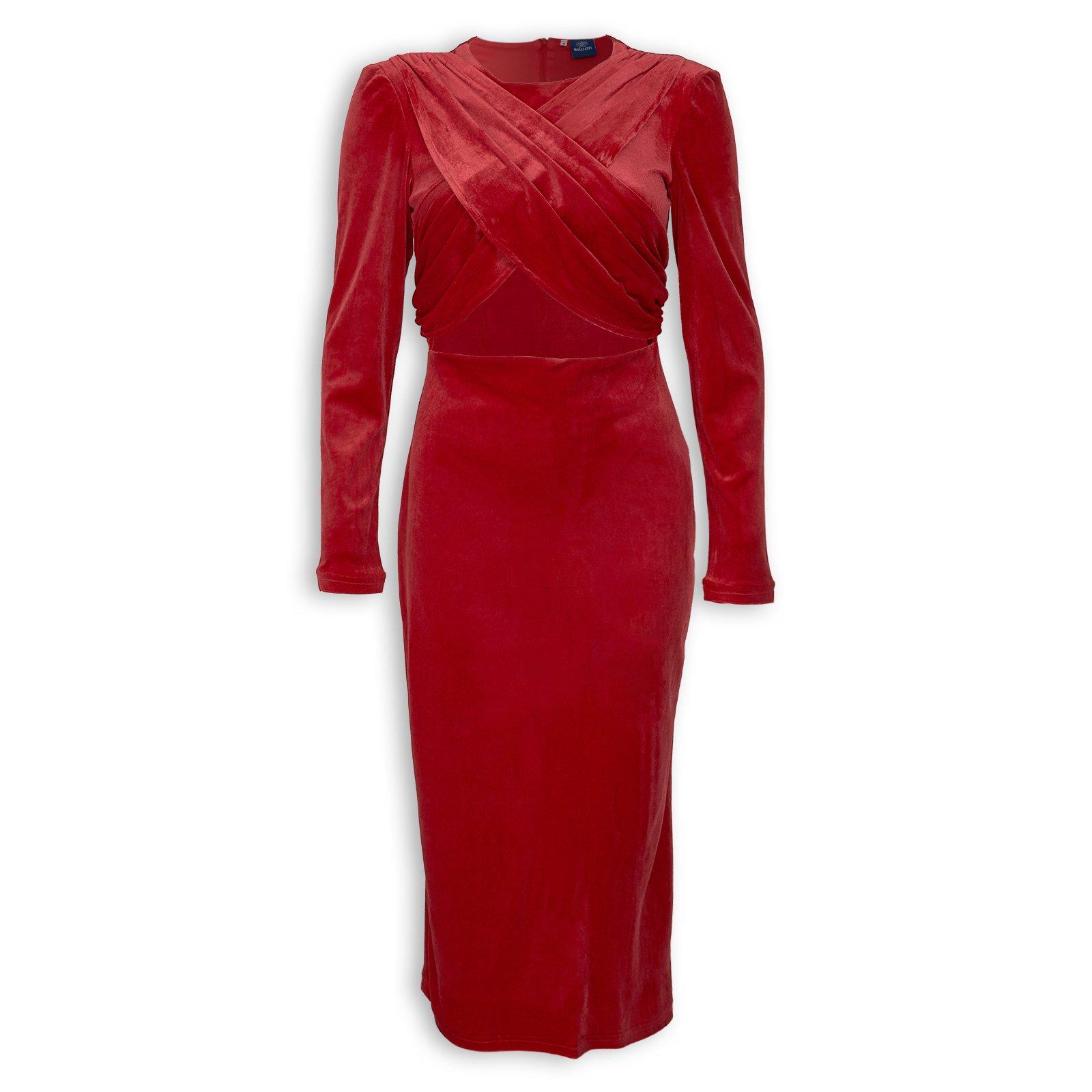極美品◎2024 エンフォルド SQUARE DRAPE DRESS プリーツ Cherry Red Cross Drape Dress (3276079) | Mukutsuri