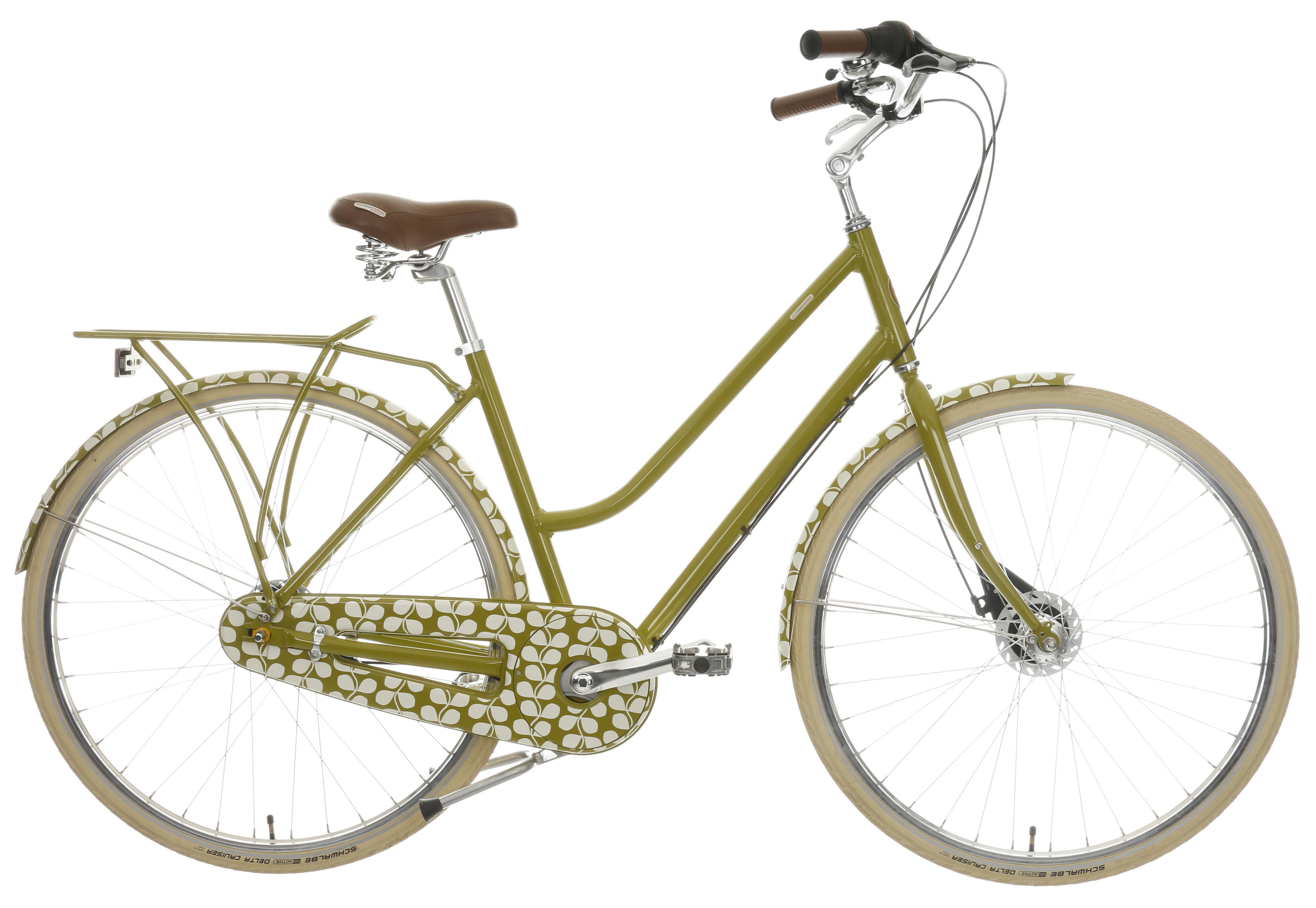 image of Olive and Orange by Orla Kiely Womens Classic Bike - Green Leaf Design