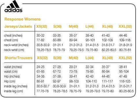 adidas women's jacket size chart