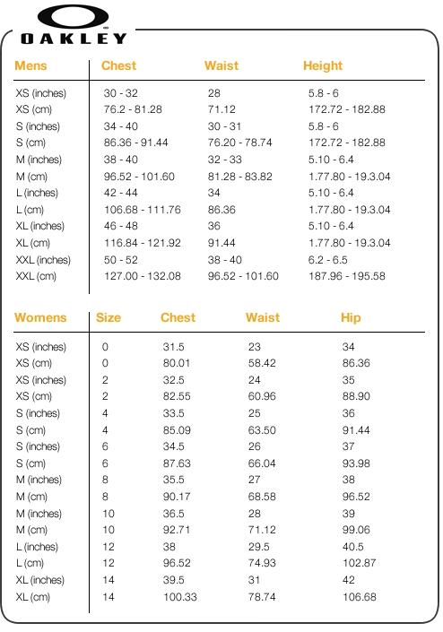 Oakley Size Chart